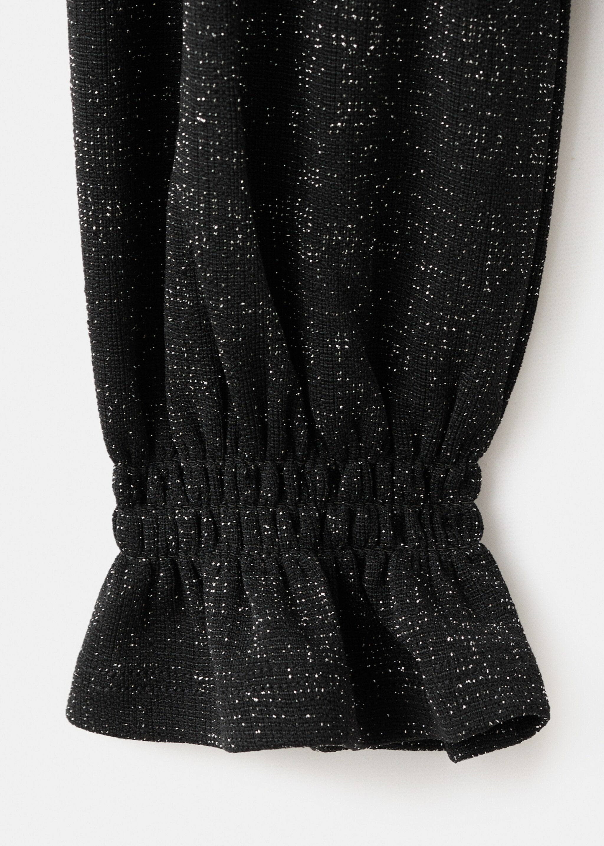 Frilled lurex t-shirt - Details of the article 8, Black. Ref: 17097782-00.