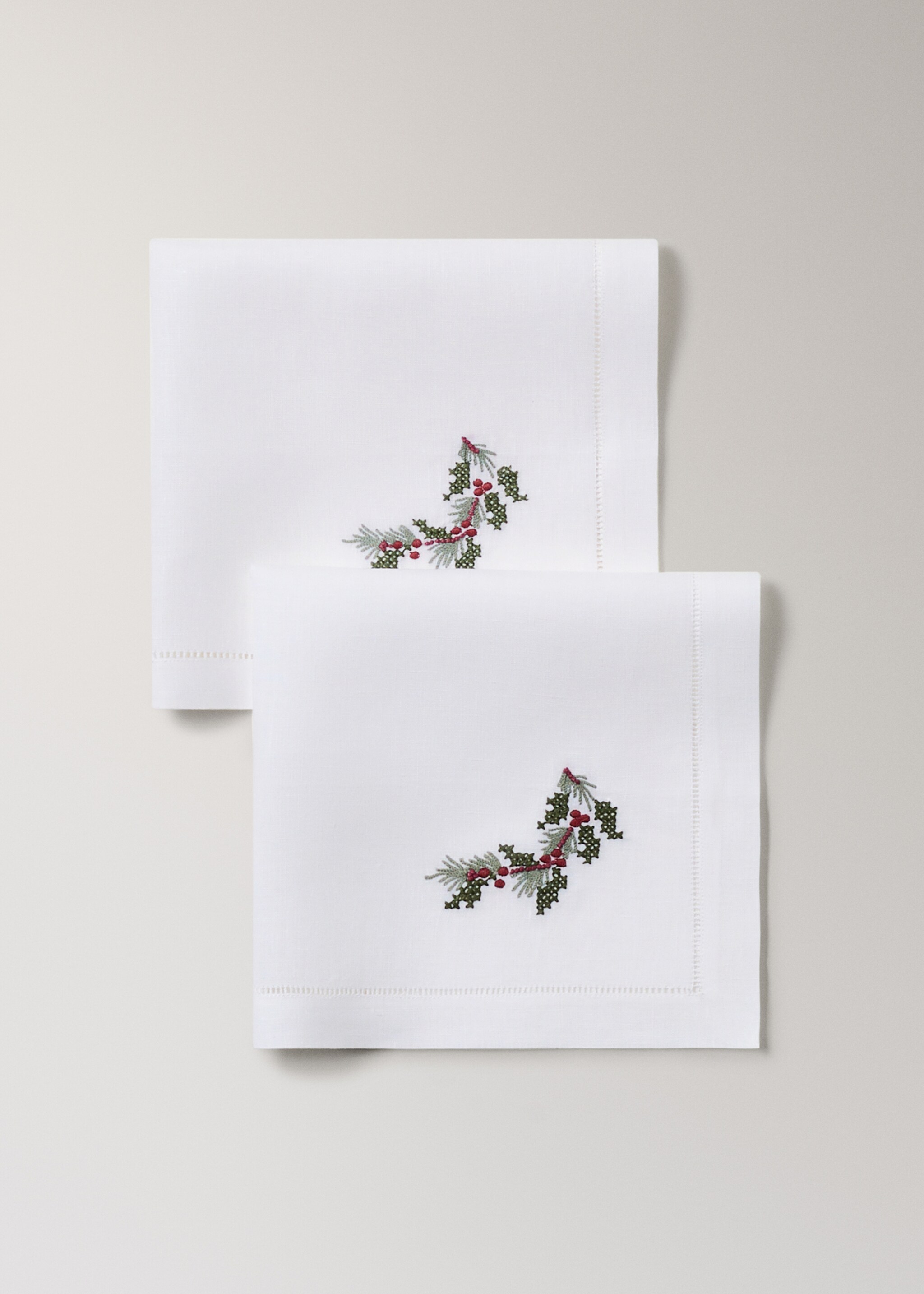 Cross-point napkins - Details of the article 1, White. Ref: 17097784-00.