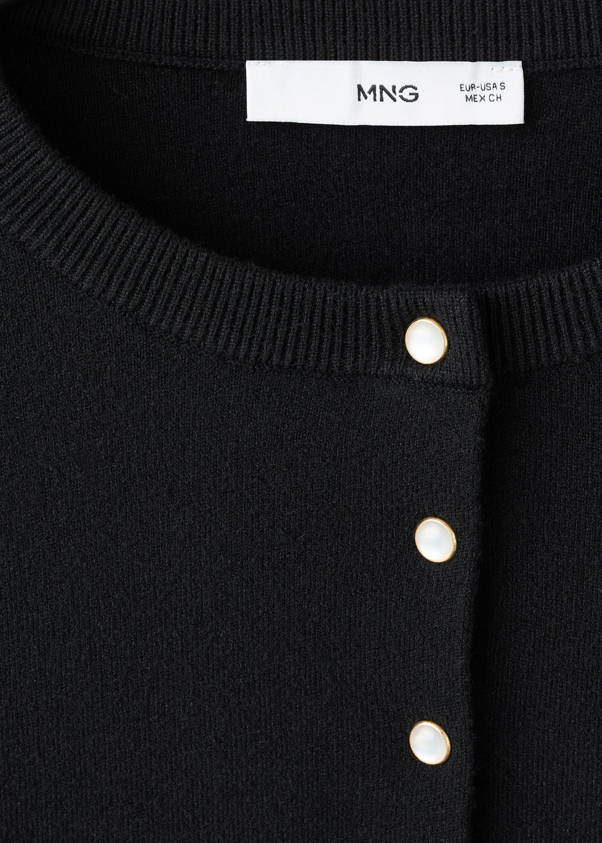 Knitted button cardigan - Details of the article 8, Black. Ref: 17097787-00.