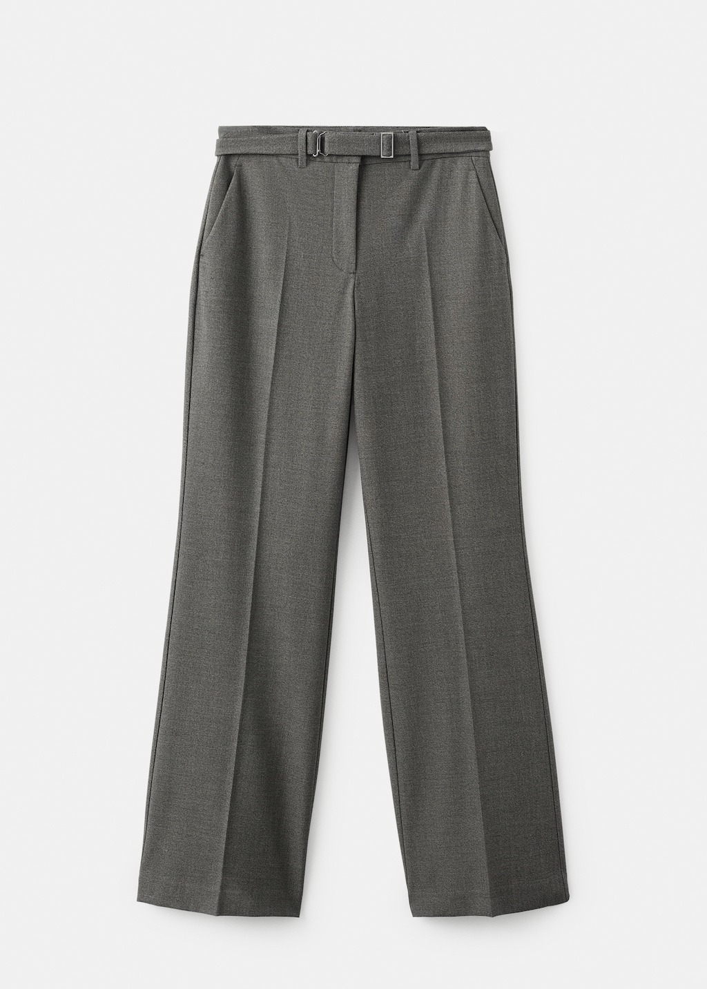 Belt straight-fit pants