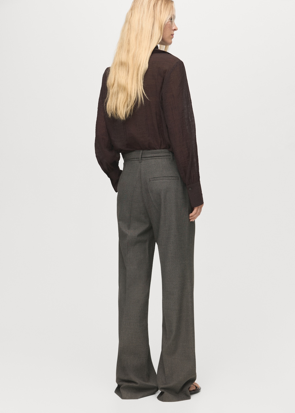 Belt straight-fit pants