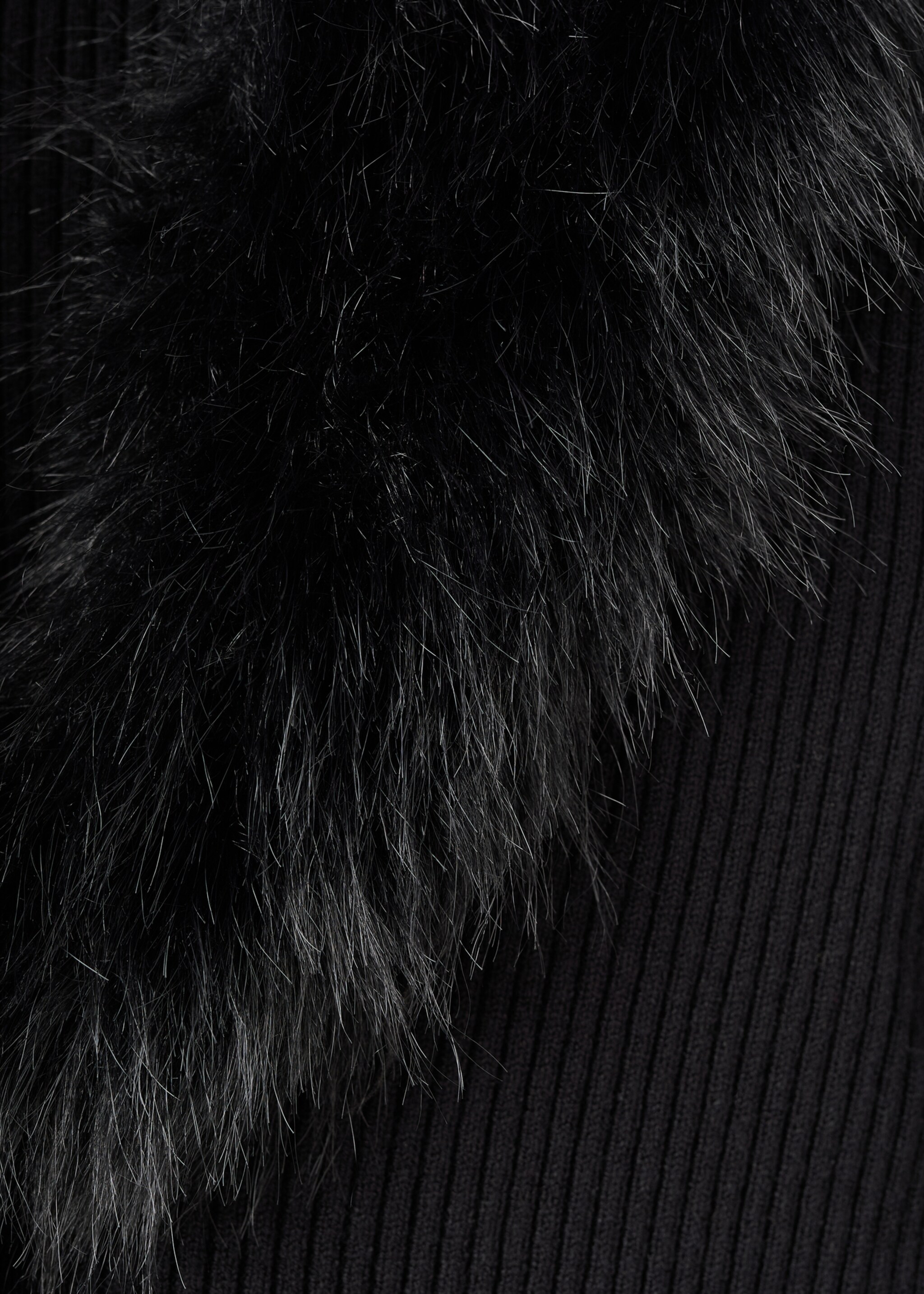 Cardigan with fur-effect collar - Details of the article 8, Black. Ref: 17097790-00.