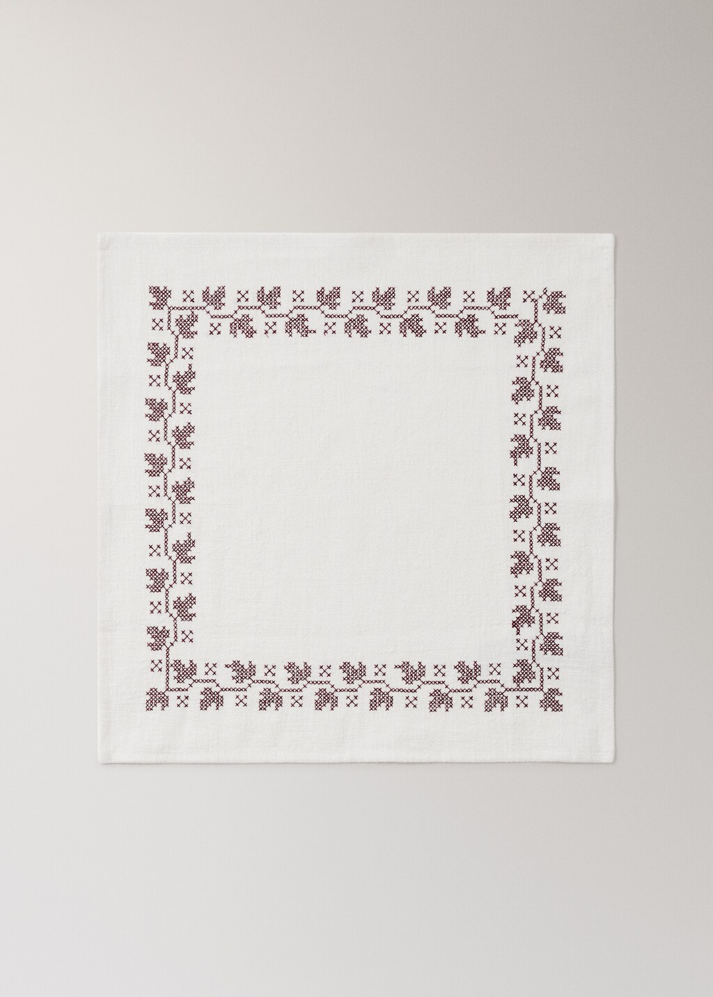 Ramie cotton tablecloth napkins with embroidered details