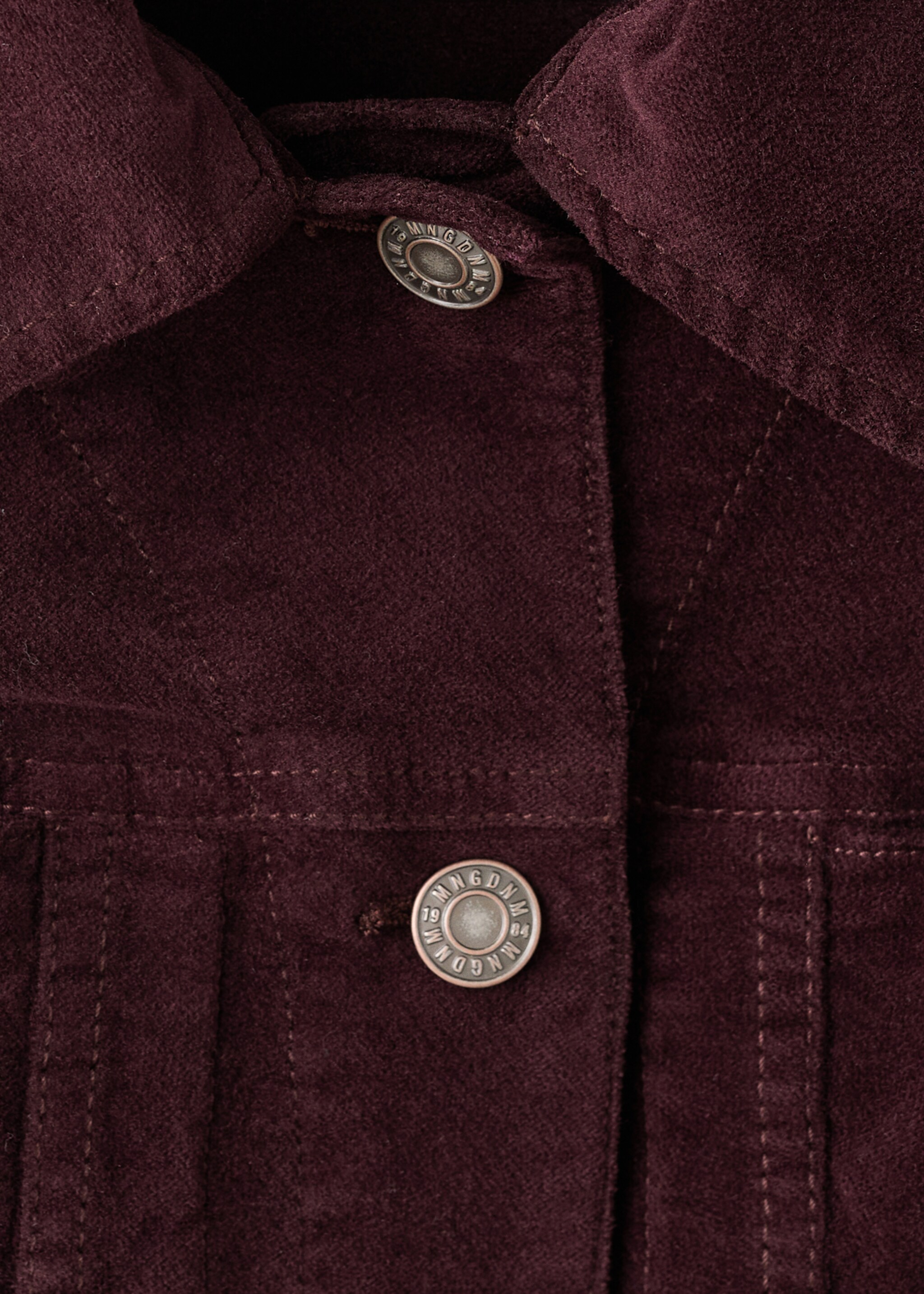 Veste en velours avec surpiqûres - Détail de l'article 0, Lie de vin. Ref: 17097796-00.