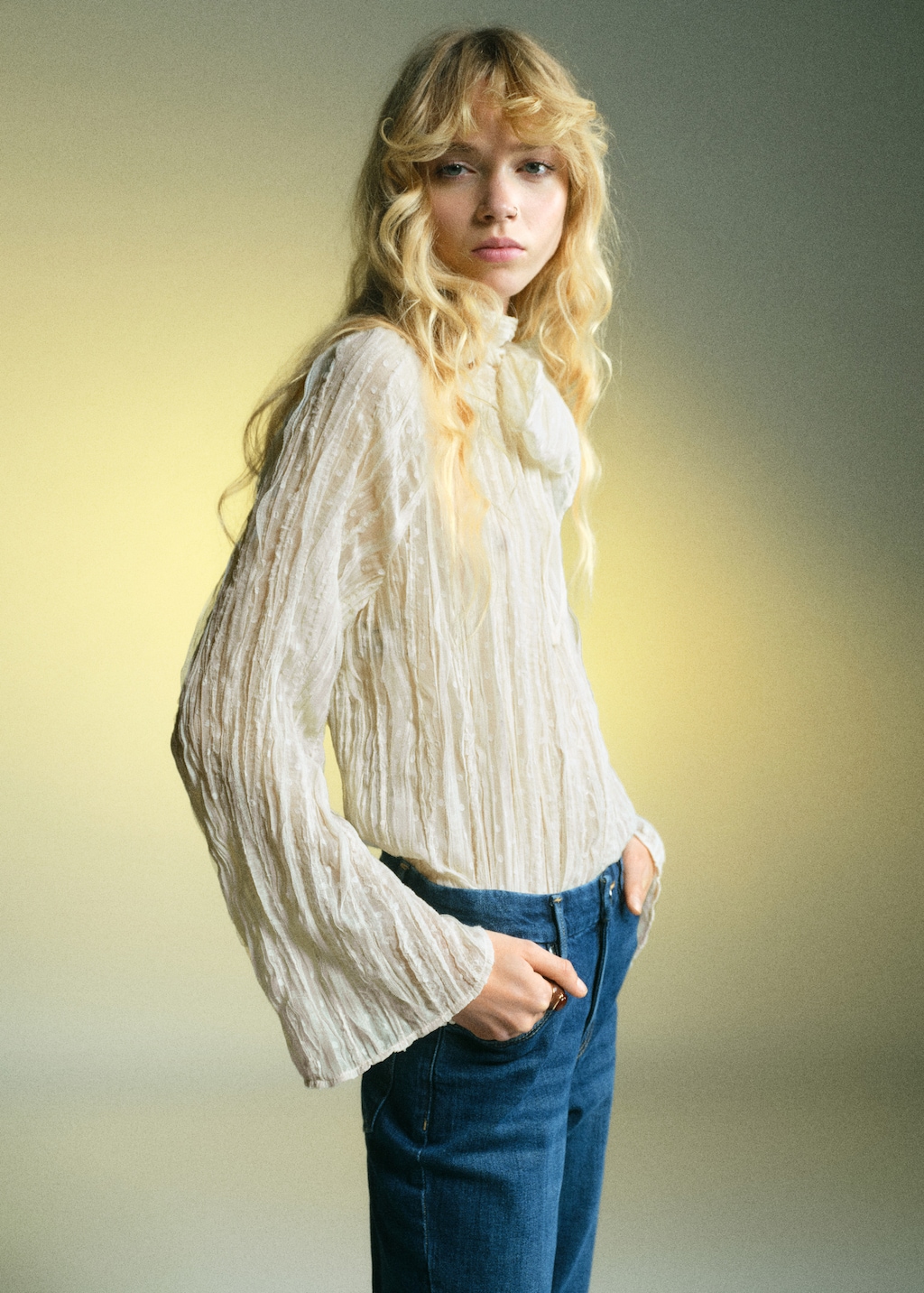 Bow textured blouse