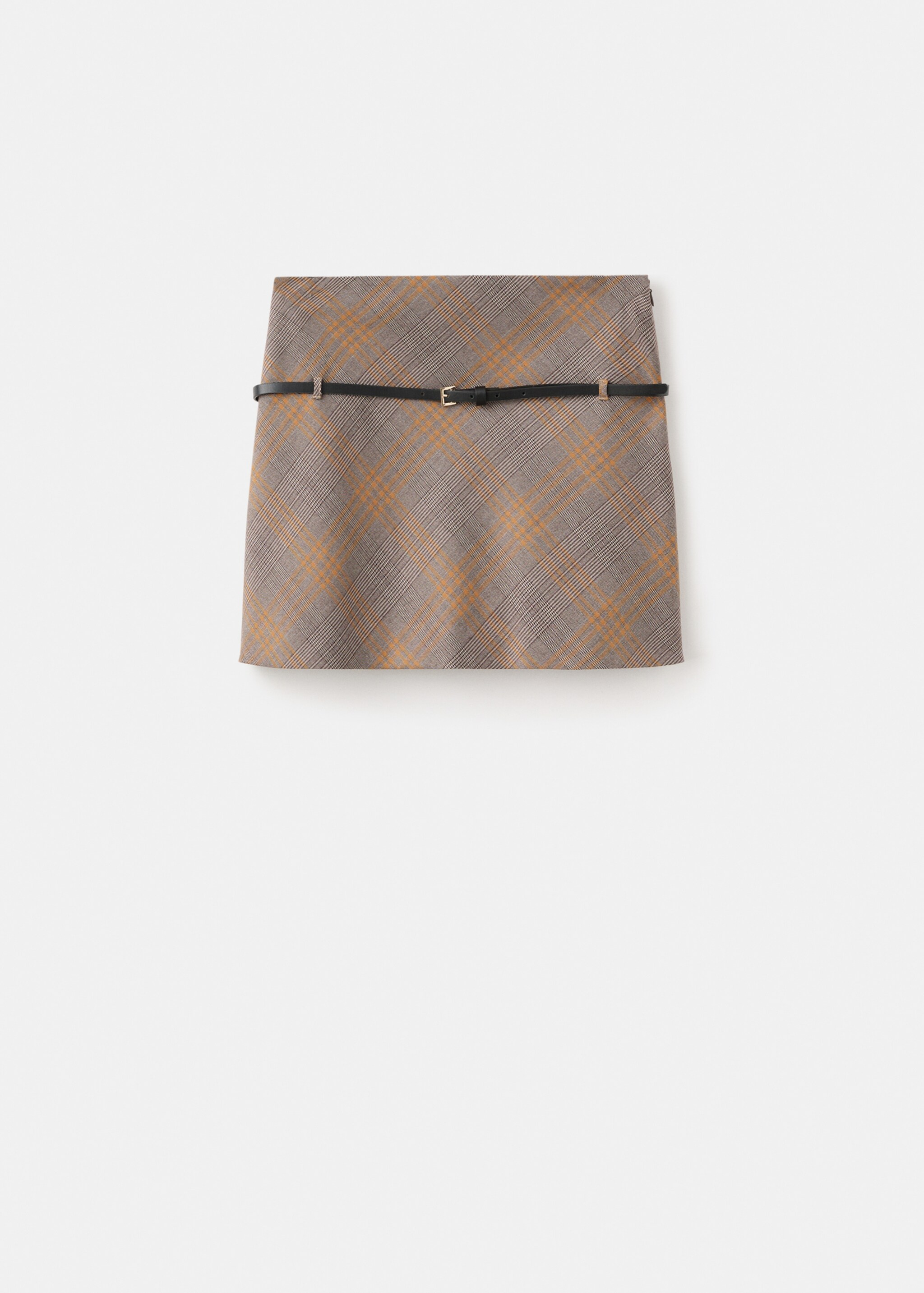Belt checked skirt - Article without model, Brown. Ref: 17097800-00.