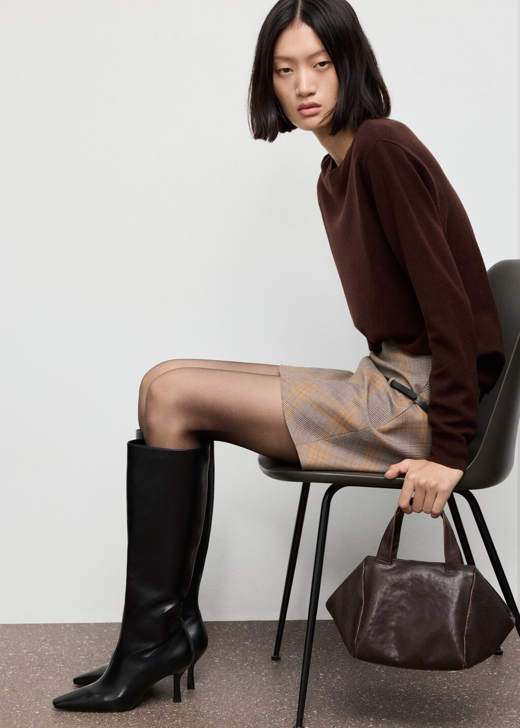 Mango Belt checked skirt