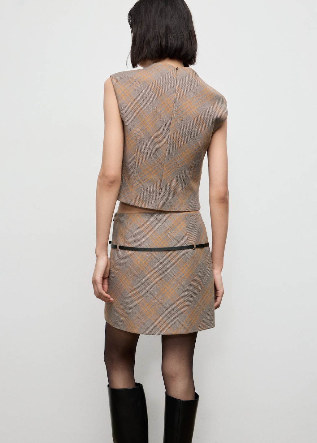 Mango Belt checked skirt