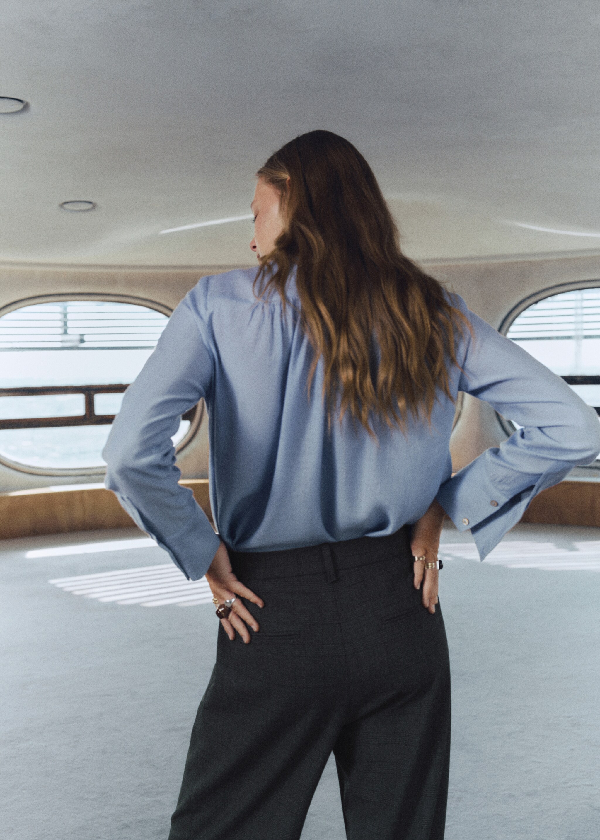 Check pleated trousers - Medium plane, Grey. Ref: 17097802-00.