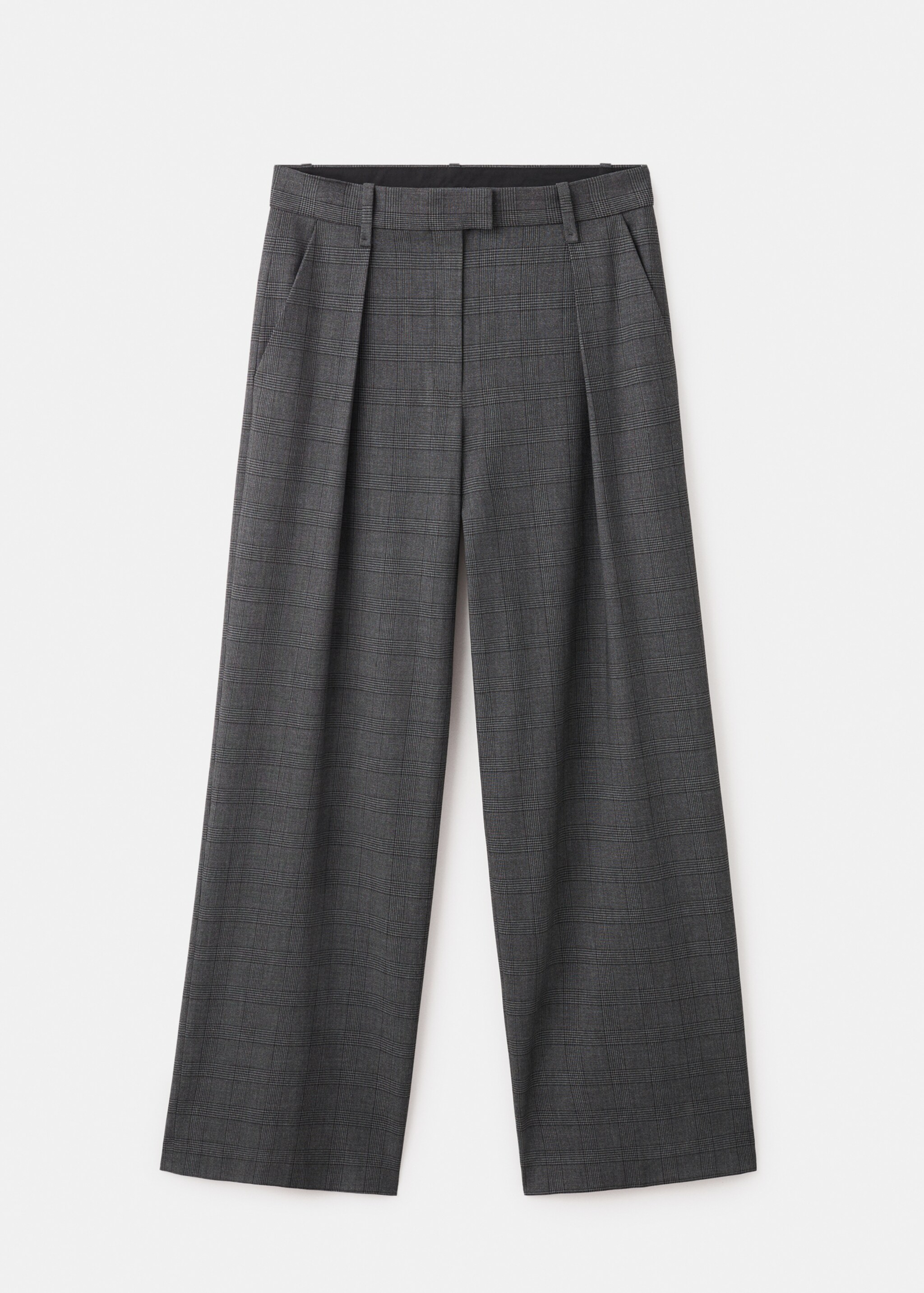 Check pleated trousers - Article without model, Grey. Ref: 17097802-00.
