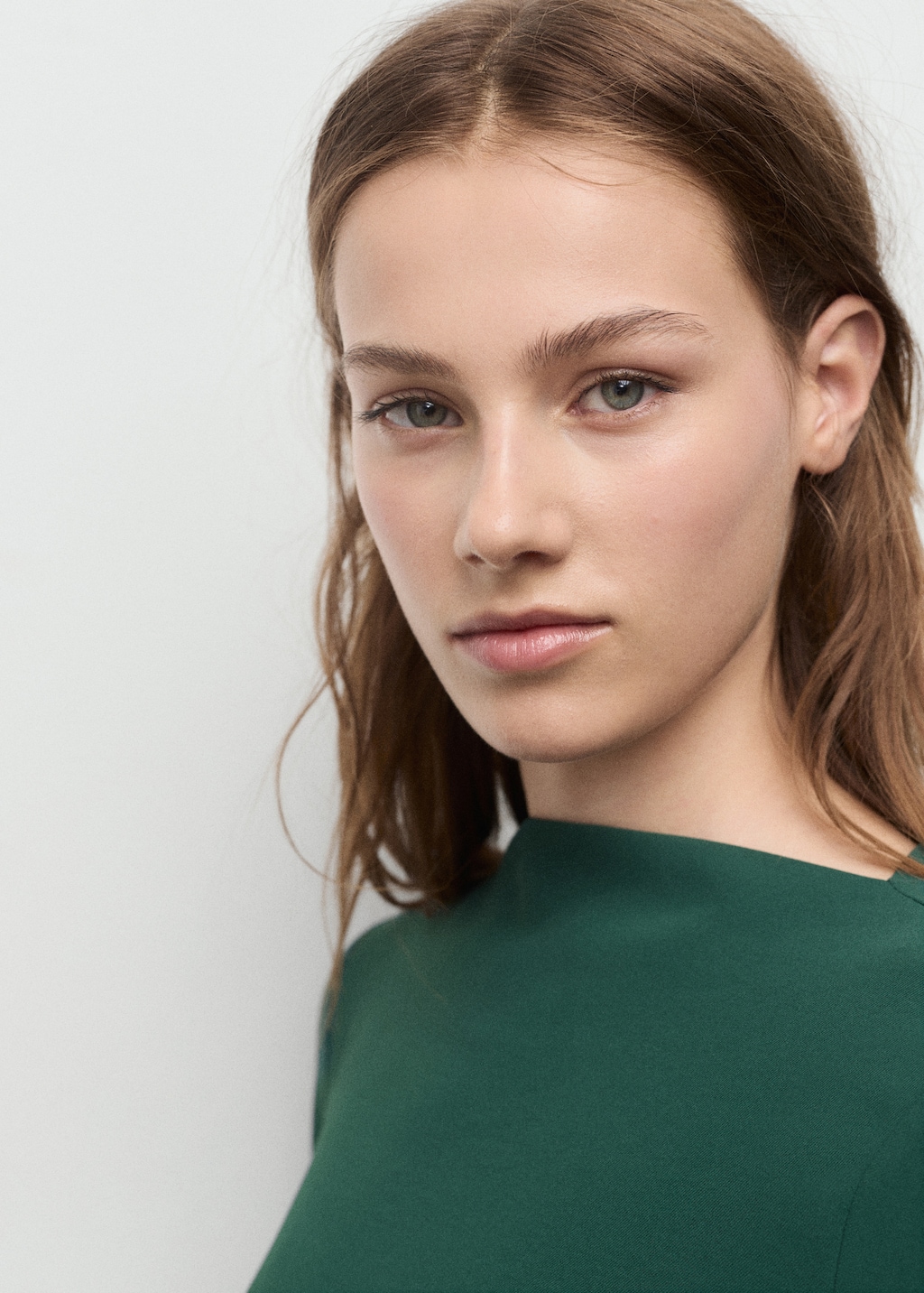 Boat-neck ruched dress