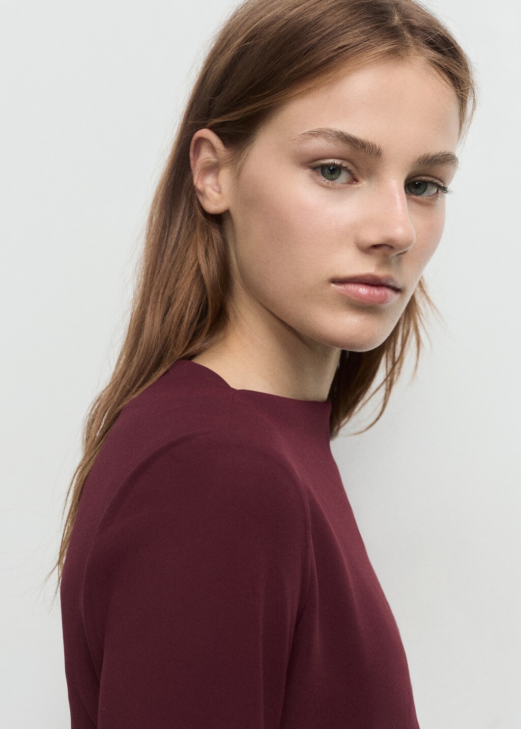 Mango Boat-neck ruched dress