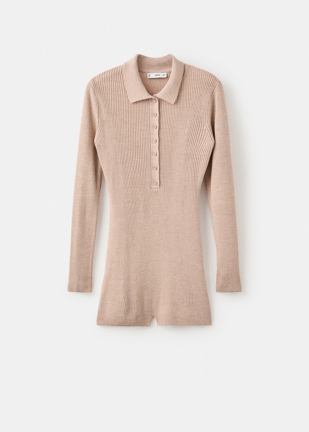 Ribbed knitted polo-neck playsuit