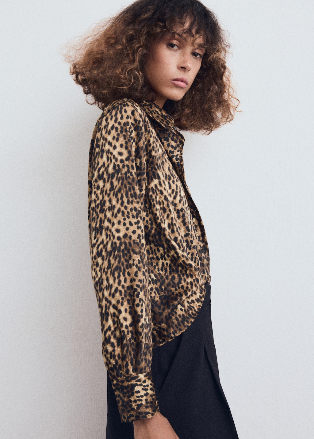 Leopard-print satin shirt
