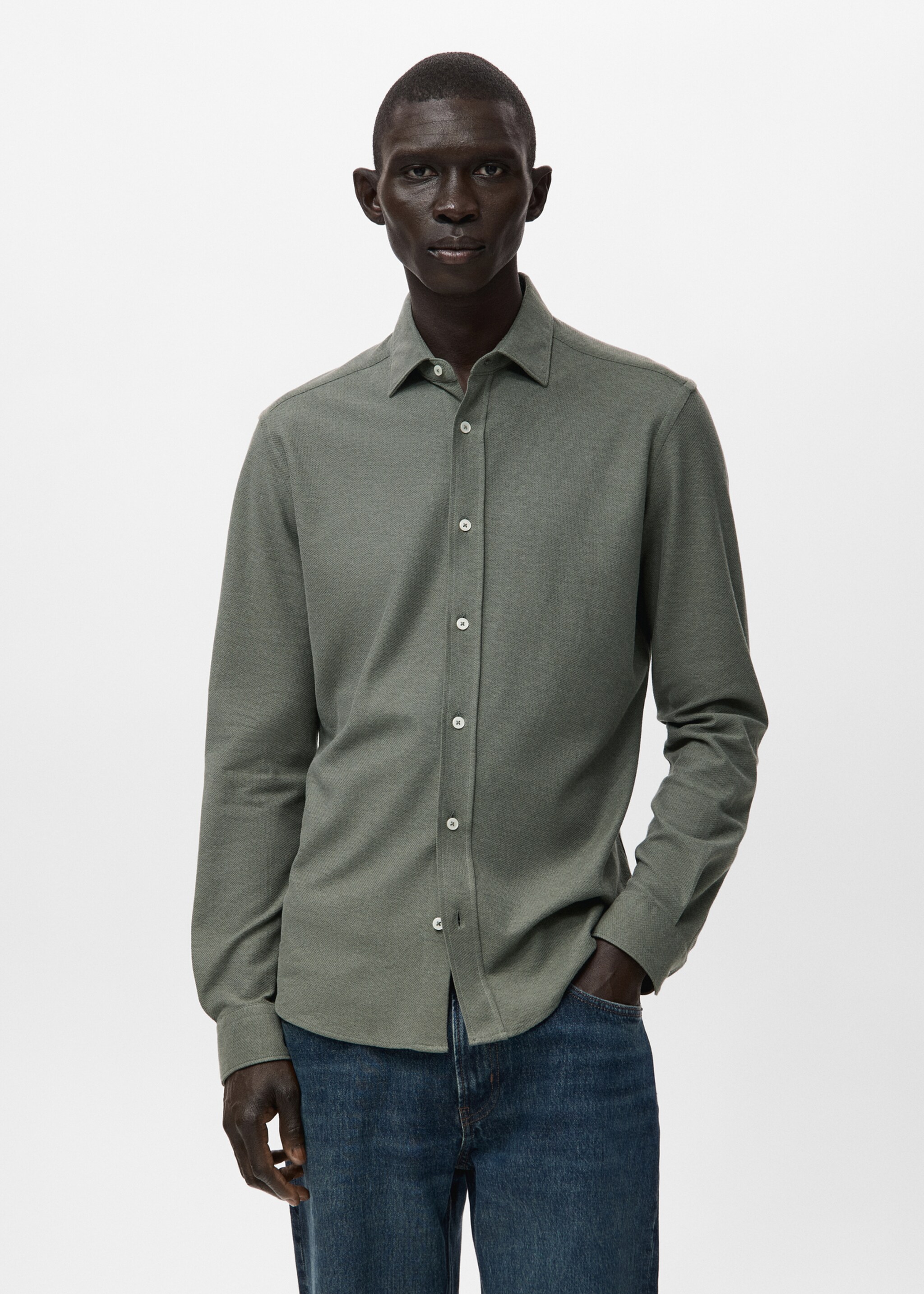 Shirt pique - Medium plane, Green. Ref: 17097885-00.