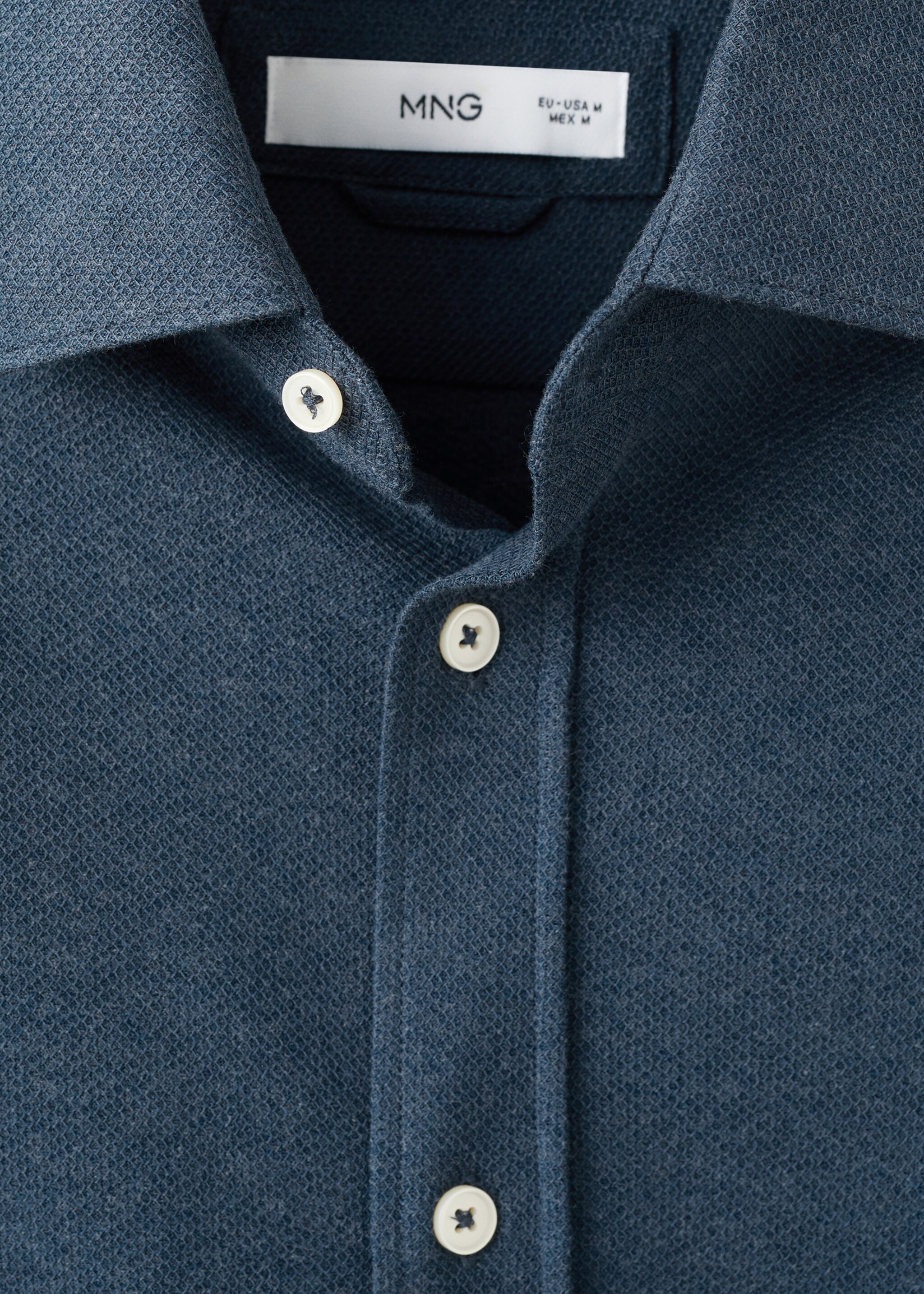 Shirt pique - Details of the article 8, Blue. Ref: 17097885-00.