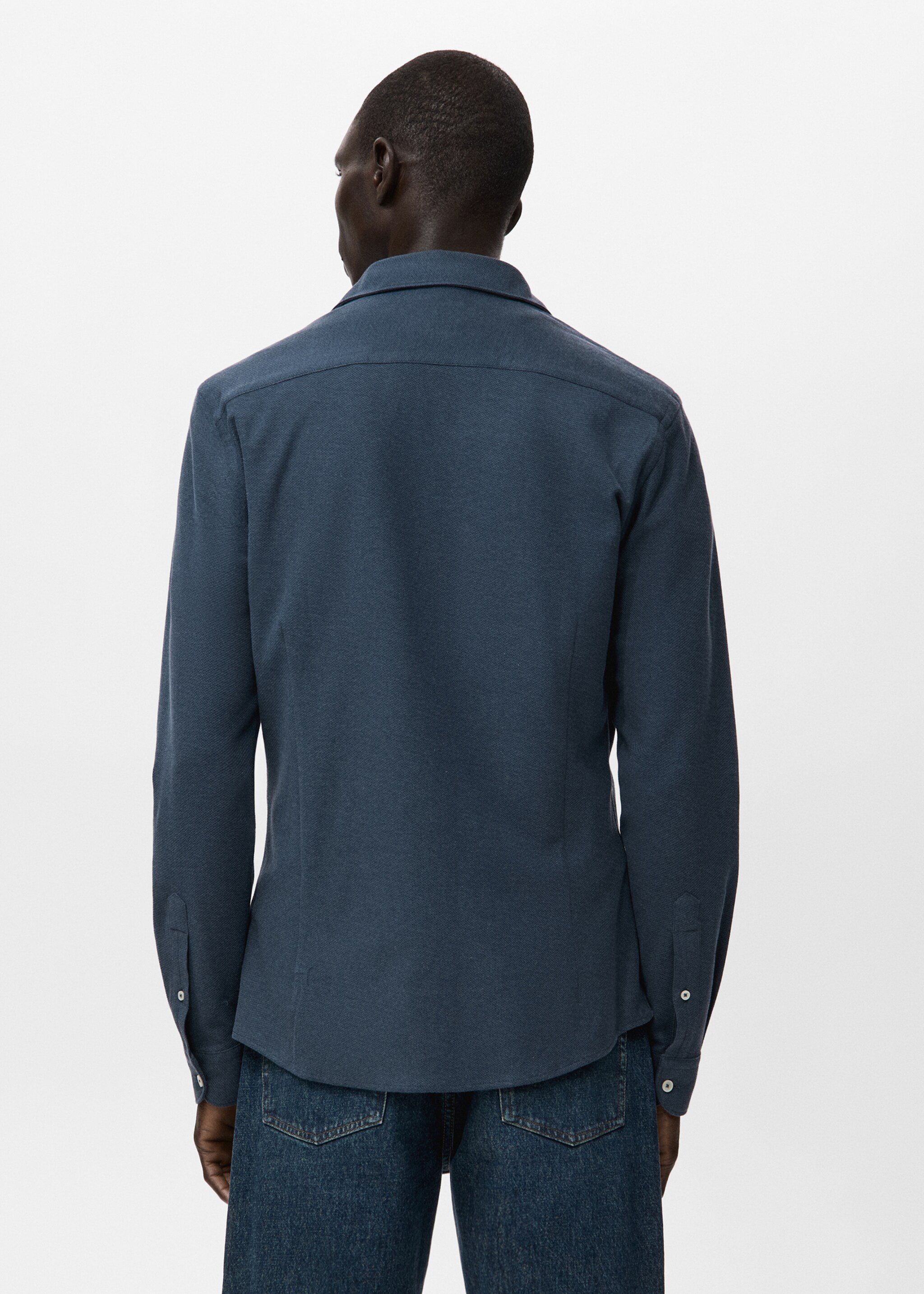 Shirt pique - Reverse of the article, Blue. Ref: 17097885-00.