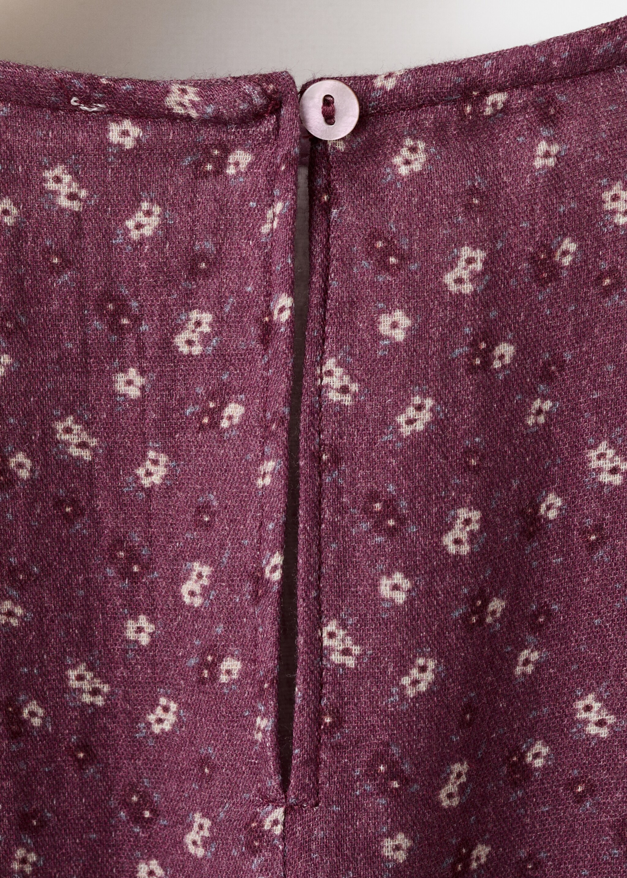 Ruched floral dress - Details of the article 0, Maroon. Ref: 17097889-00.