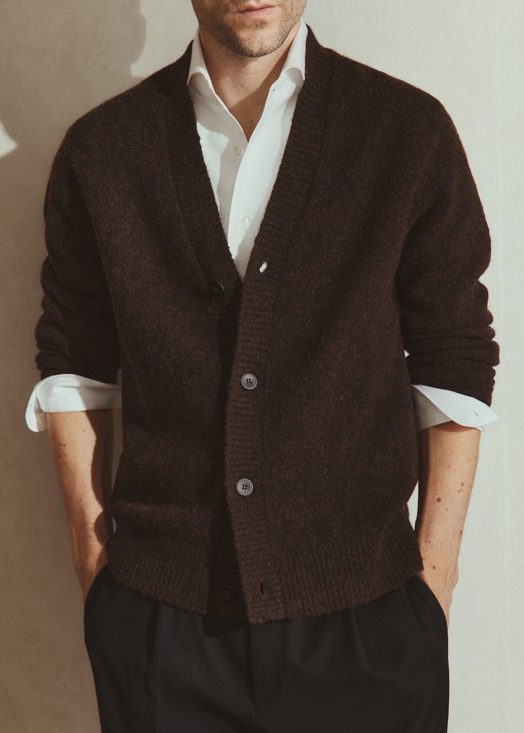 Knitted wool blend cardigan