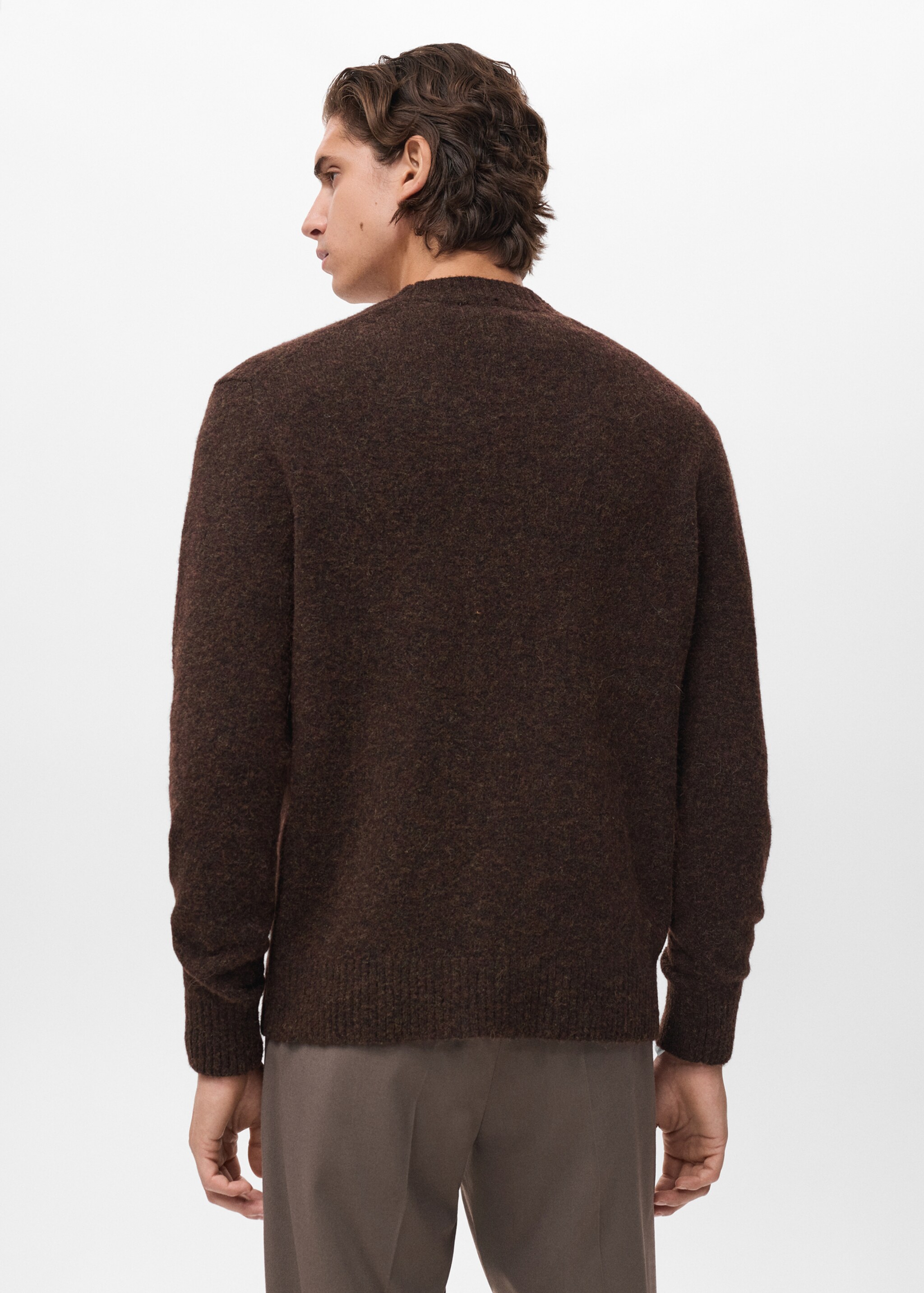 Wool-blend cardigan - Reverse of the article, Brown. Ref: 17097895-00.
