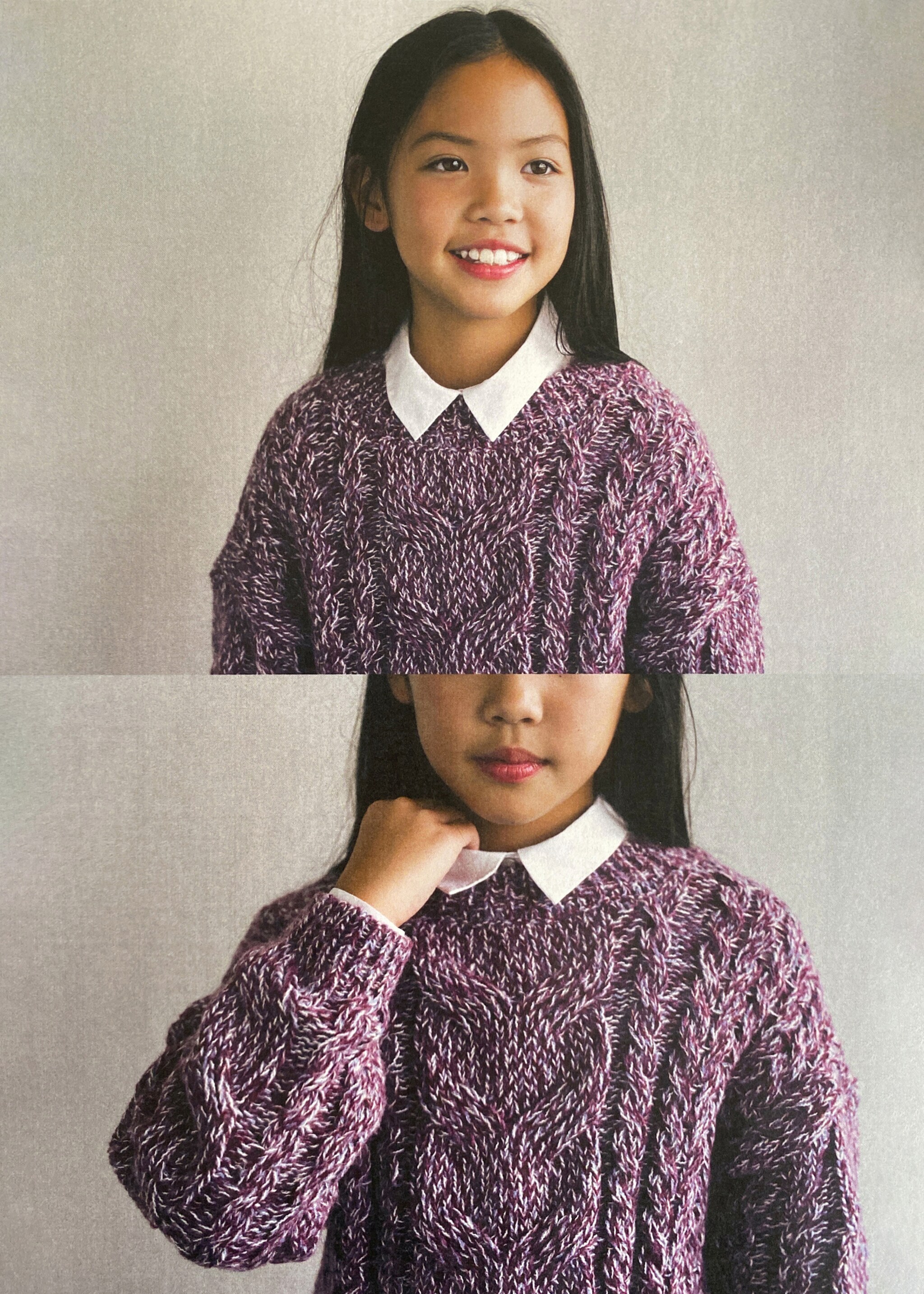 Cable-knit sweater - Details of the article 5, Purple. Ref: 17097896-00.