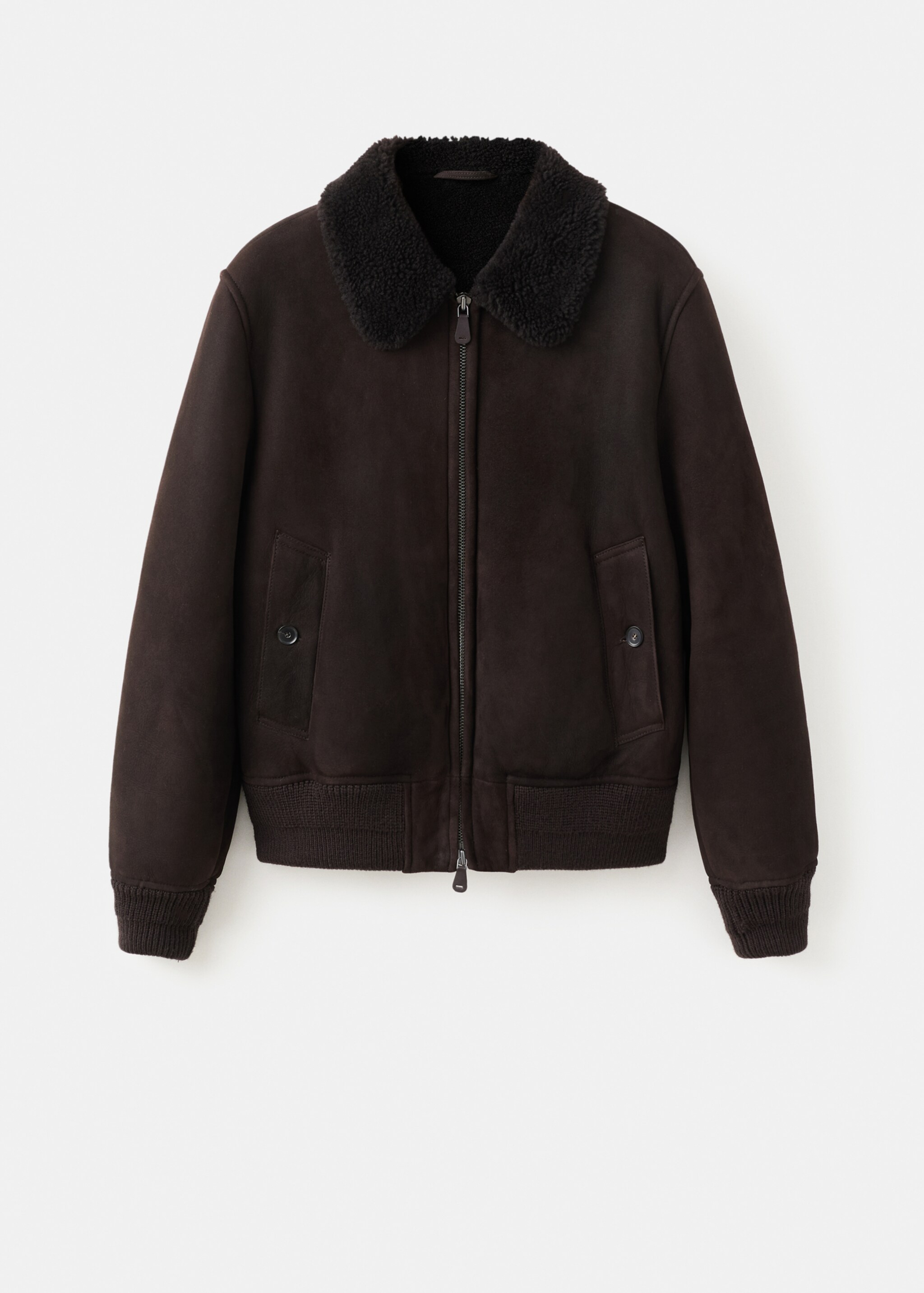 100% Suede Shearling Jacket - Article without model, Brown. Ref: 17097897-00.