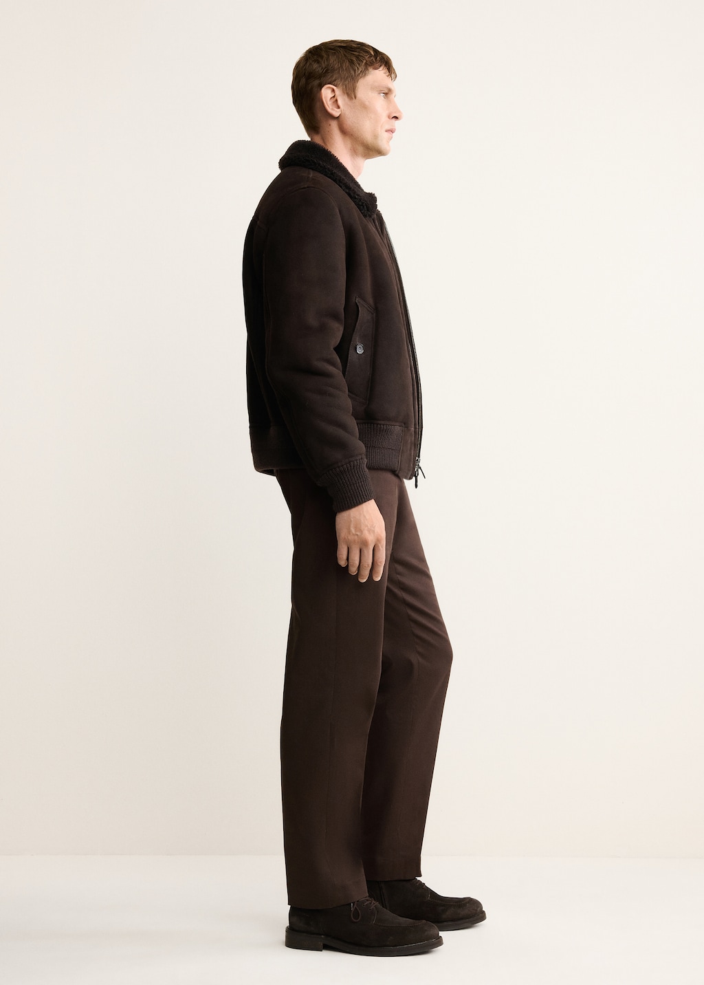 100% suede shearling bomber jacket