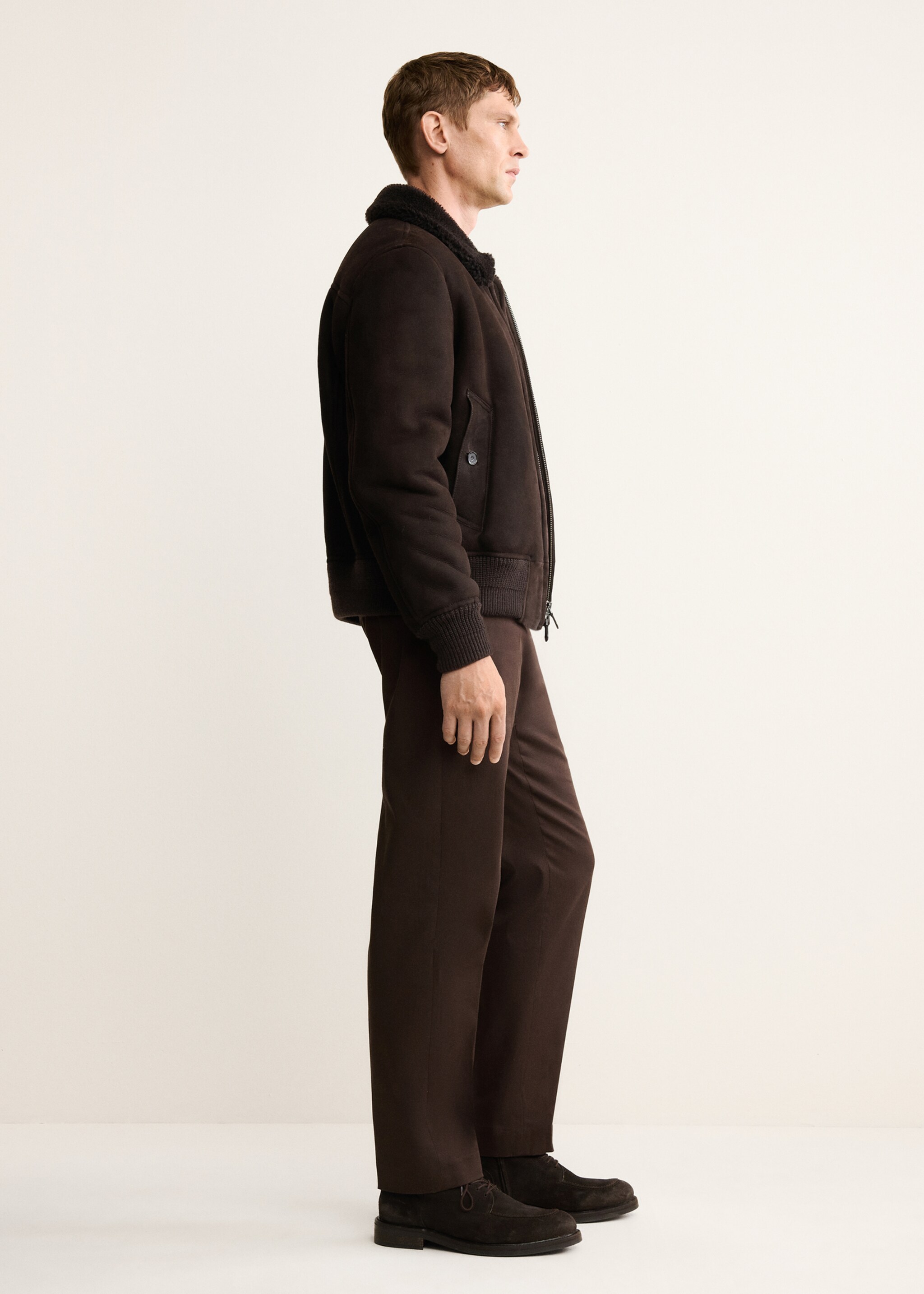100% Suede Shearling Jacket - Details of the article 2, Brown. Ref: 17097897-00.