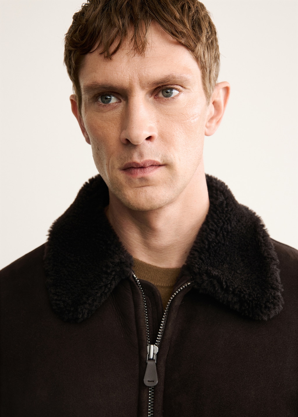 100% suede shearling bomber jacket