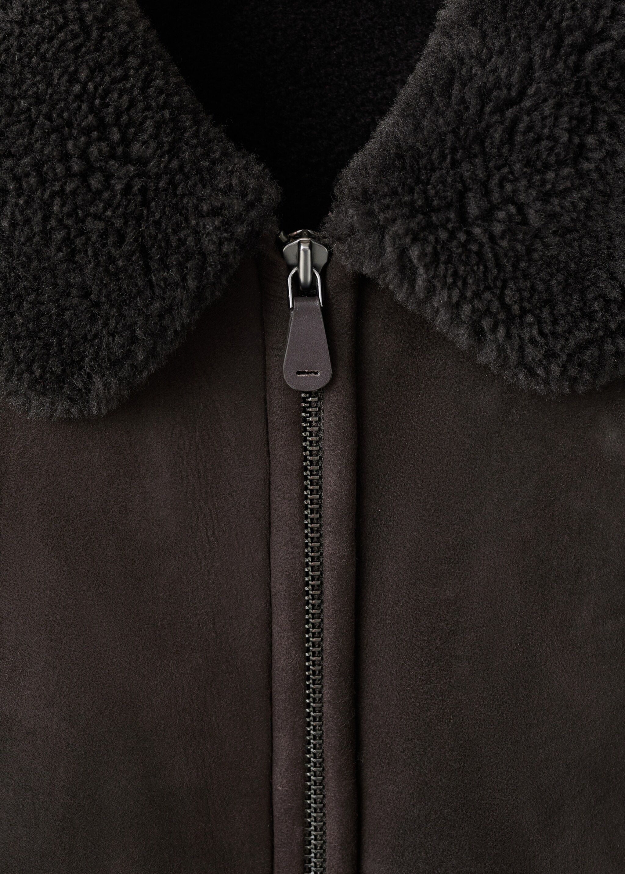 100% Suede Shearling Jacket - Details of the article 8, Brown. Ref: 17097897-00.