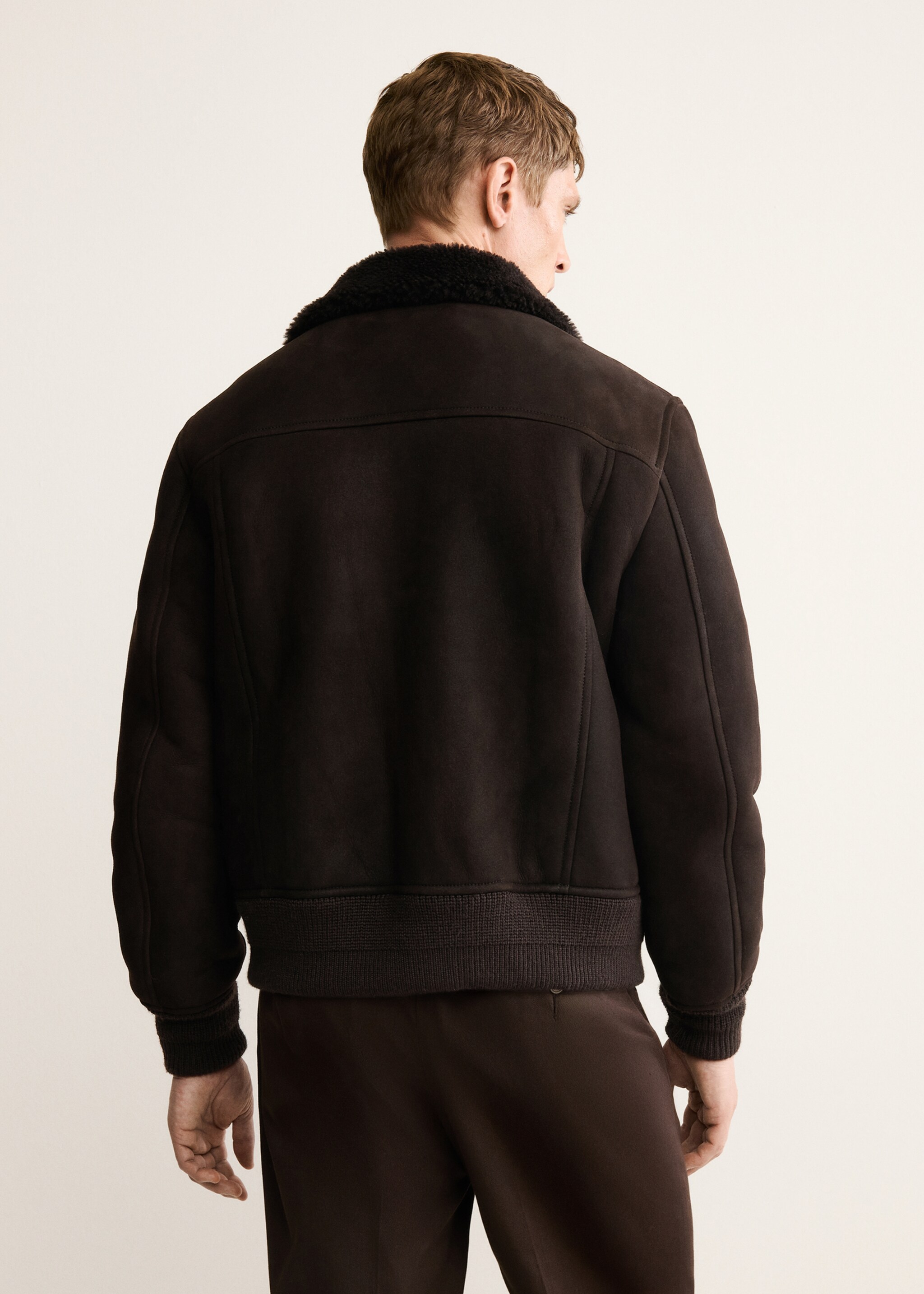 100% Suede Shearling Jacket - Reverse of the article, Brown. Ref: 17097897-00.
