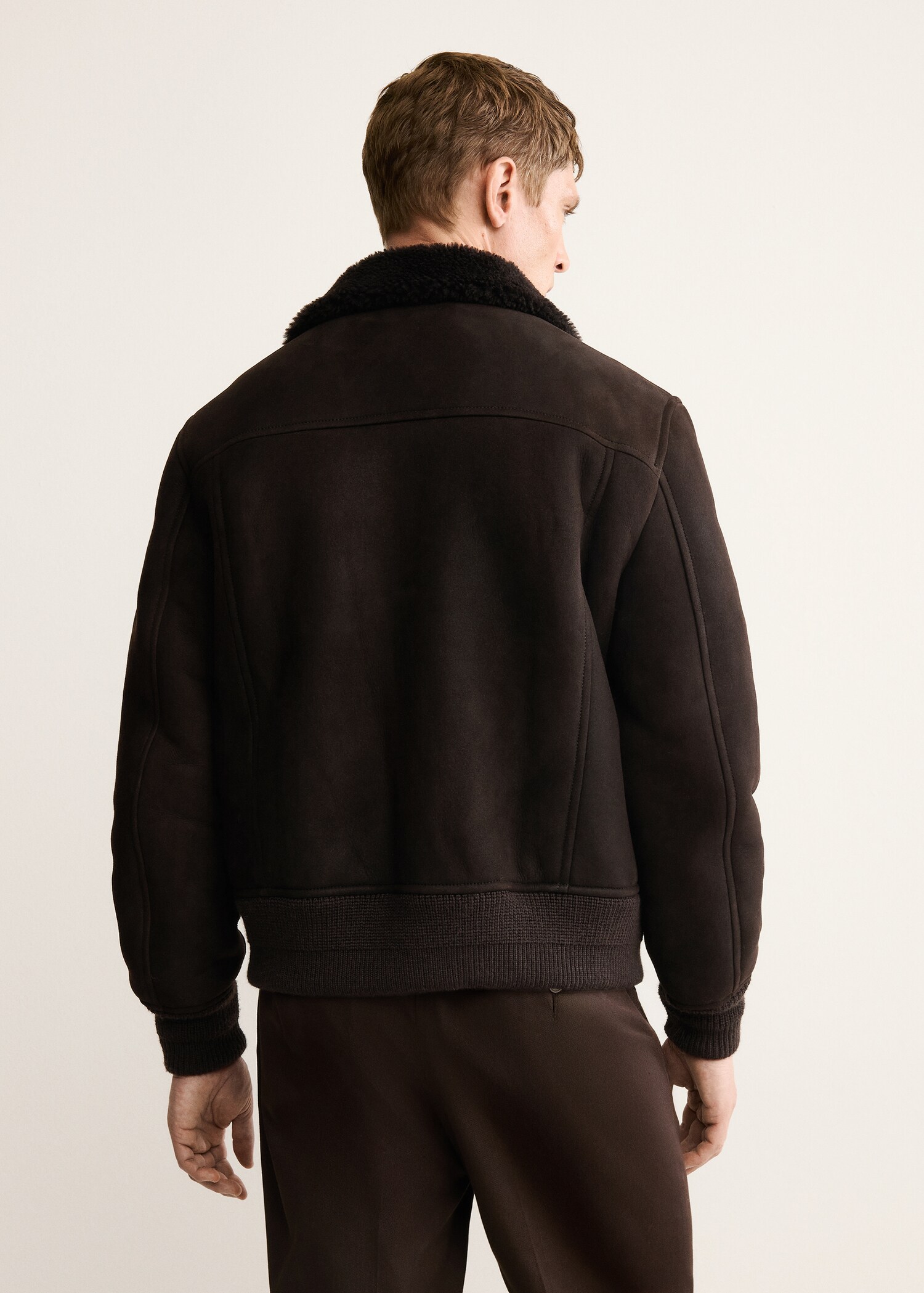 100% Suede Shearling Jacket - Reverse of the article