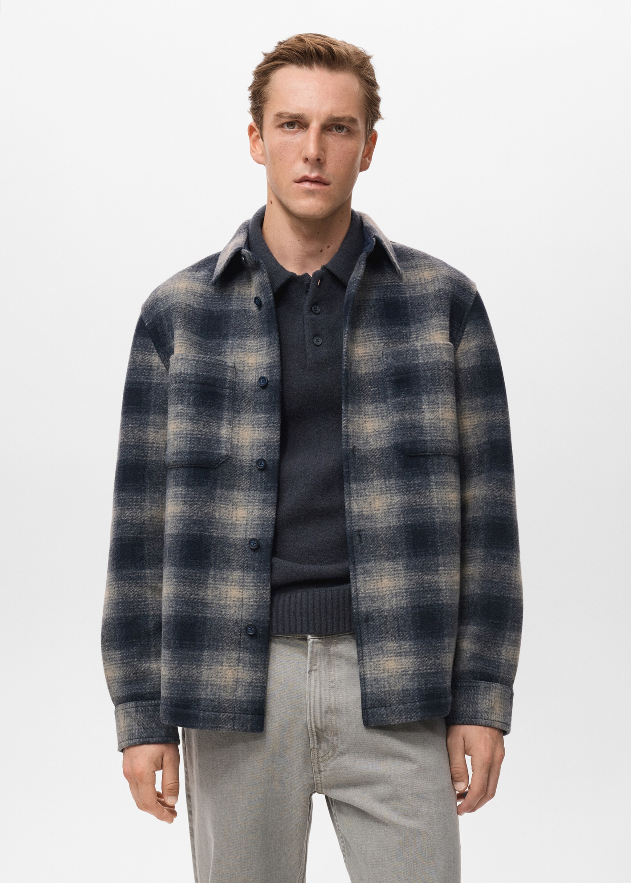 Checked pocket jacket - Medium plane, Navy. Ref: 17097900-00.