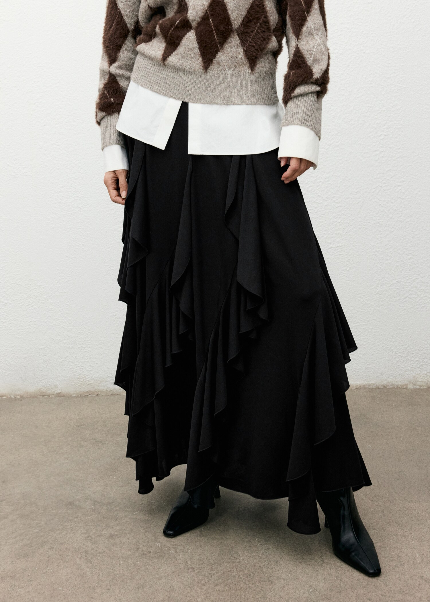 Jupe imprimée drapée maxi à taille haute et élastique asymétrique Jupe imprimée drapée maxi à taille haute et élastique asymétrique