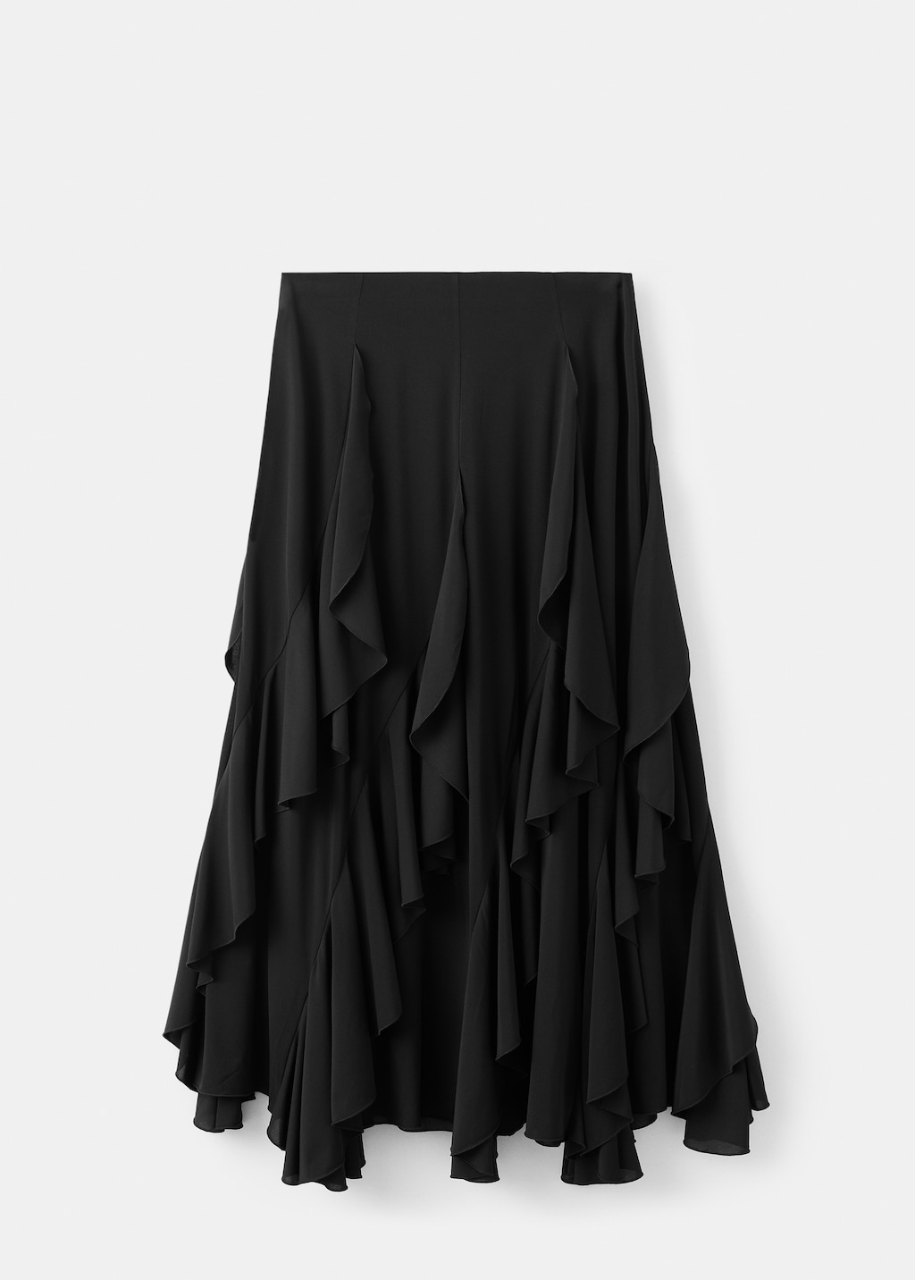 Asymmetrical ruffled skirt