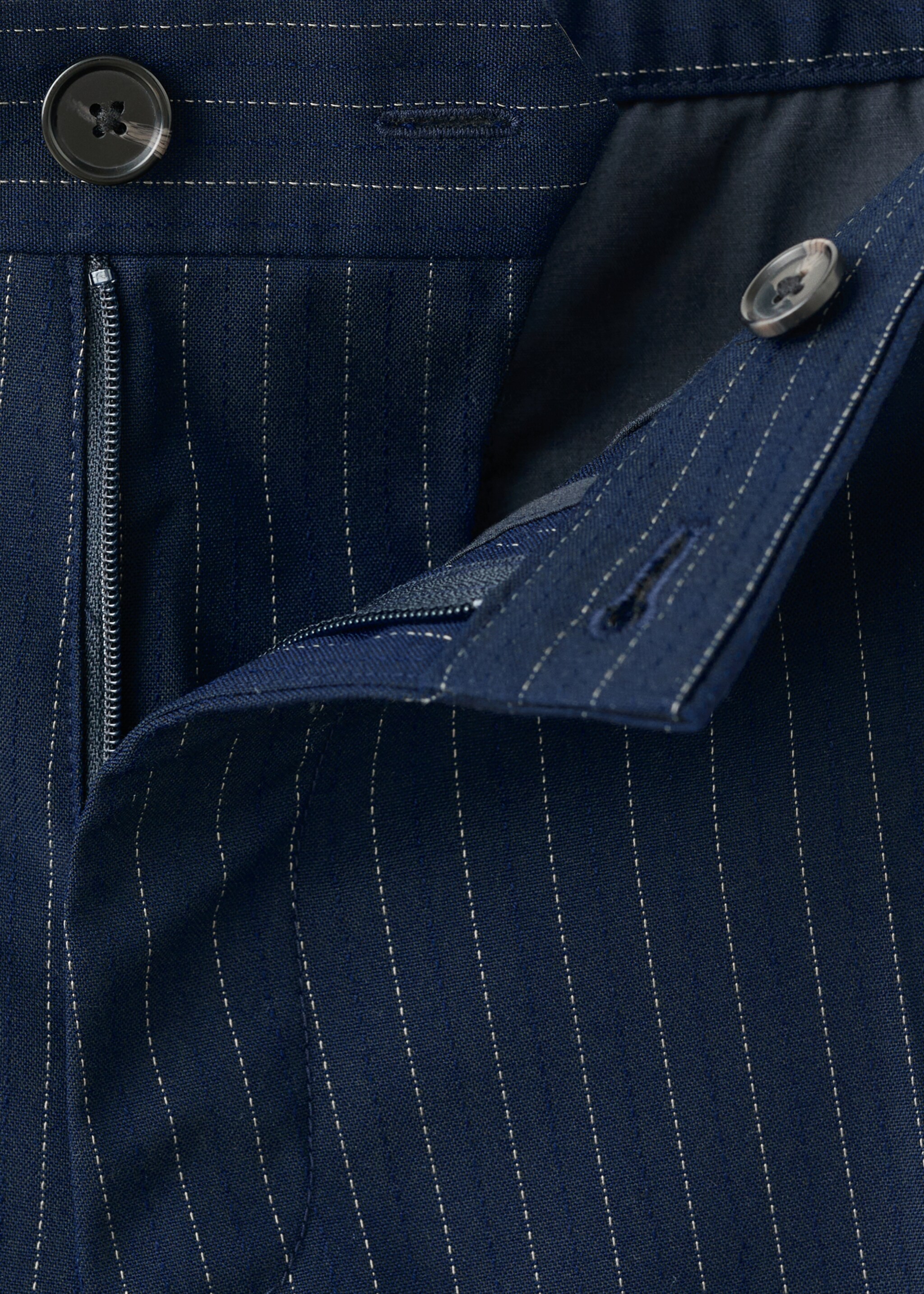 Striped slim-fit trousers - Details of the article 0, Night Blue. Ref: 17097912-00.