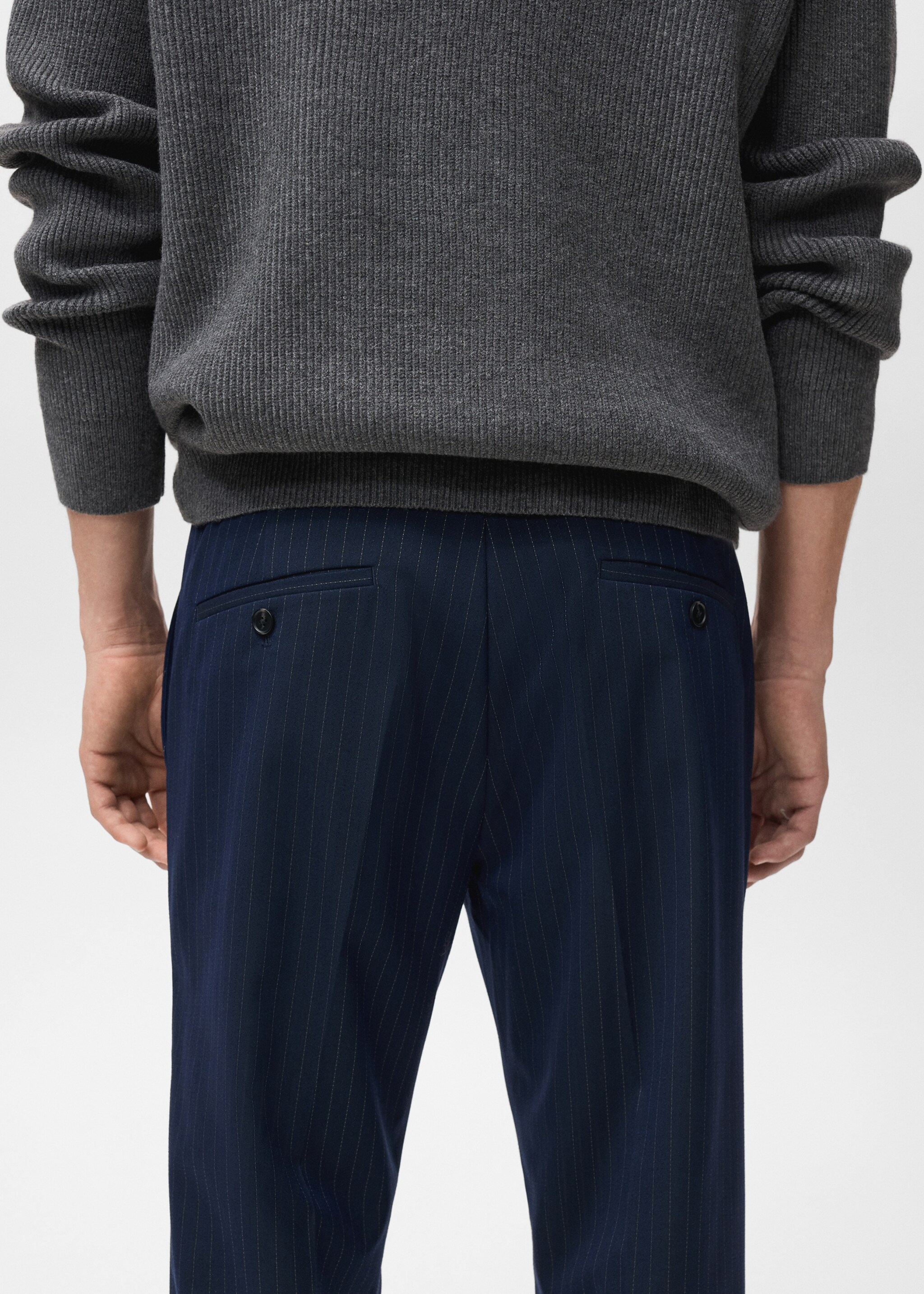 Striped slim-fit trousers - Details of the article 6, Night Blue. Ref: 17097912-00.