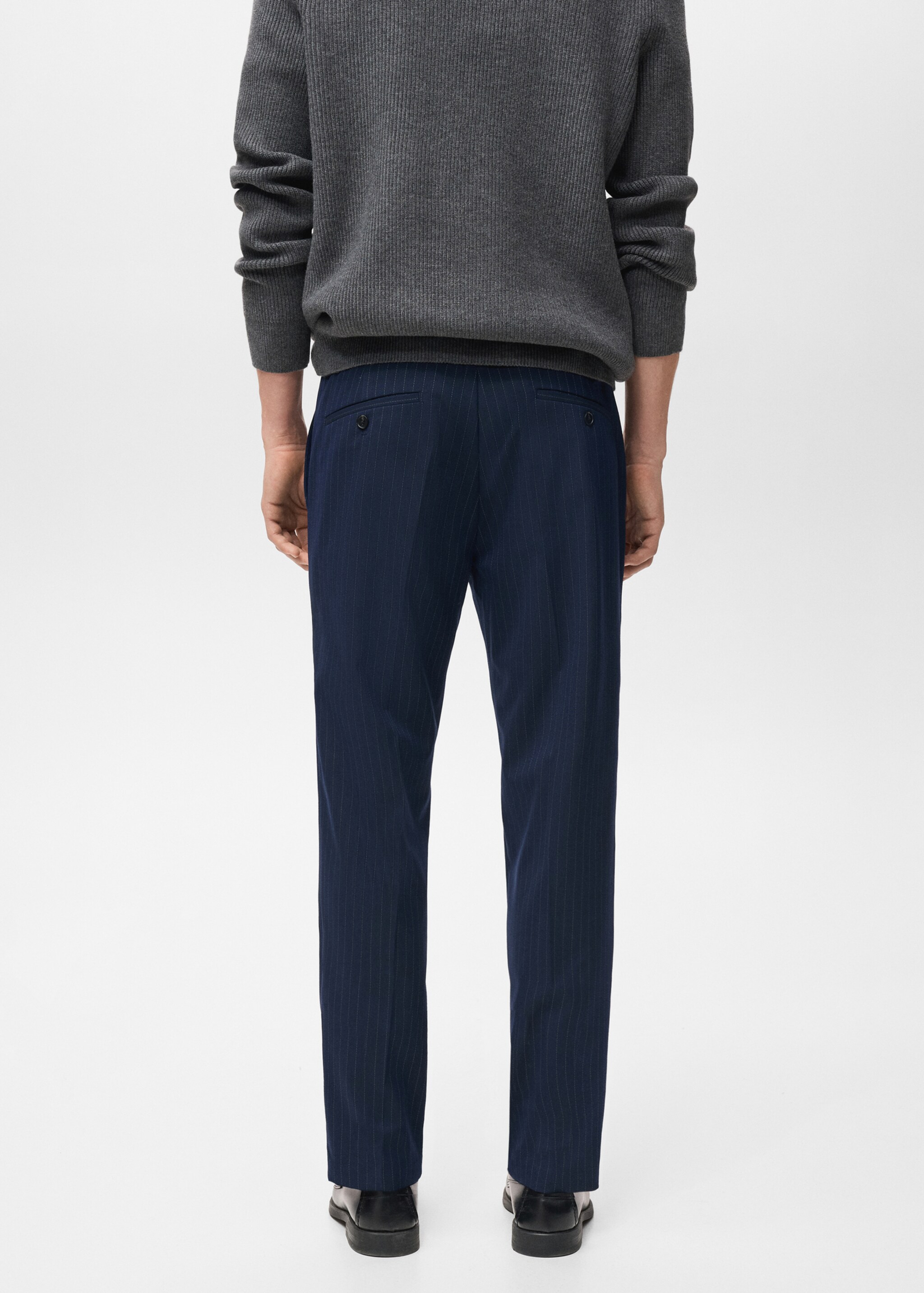 Striped slim-fit trousers - Reverse of the article, Night Blue. Ref: 17097912-00.