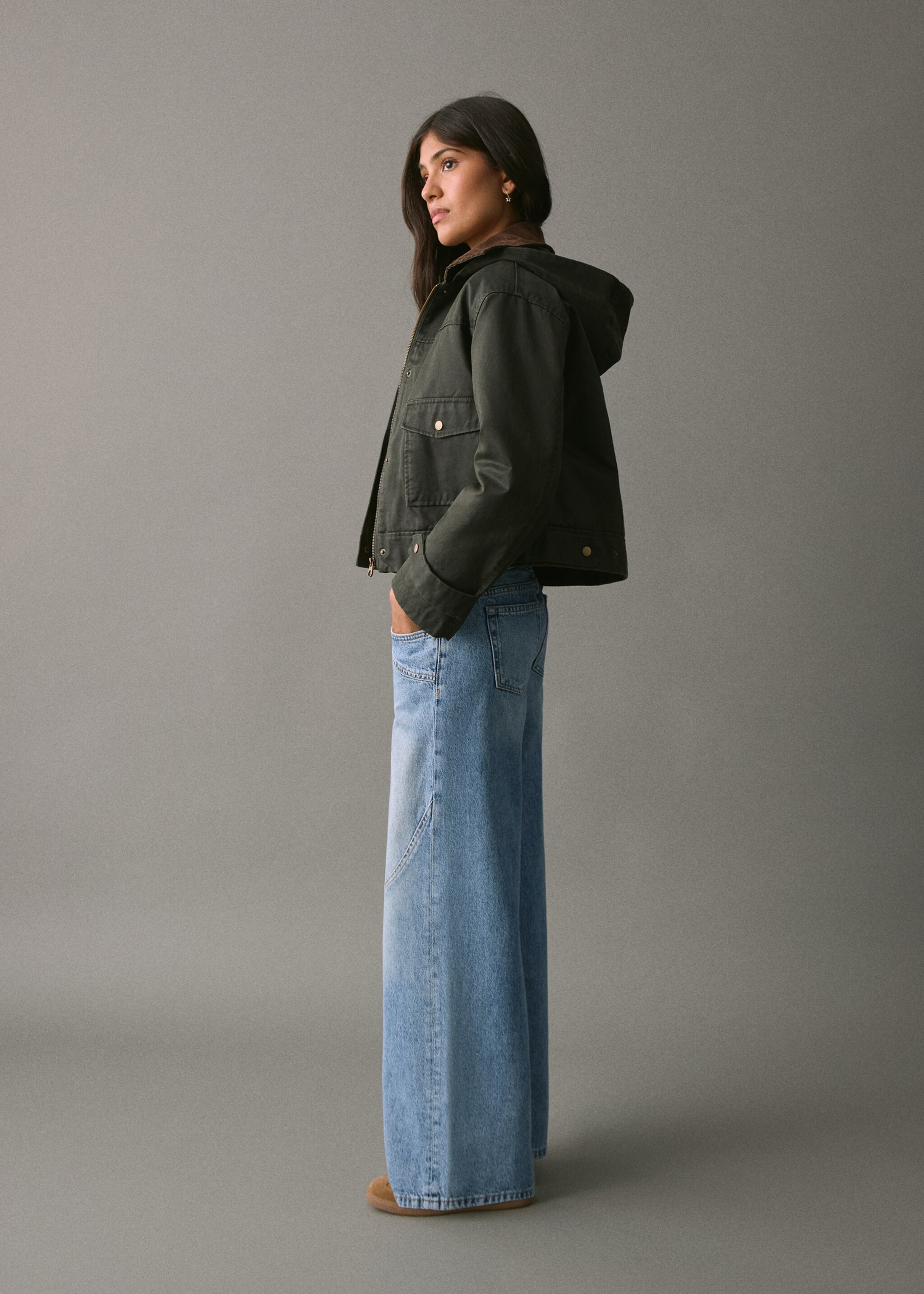 Wide leg jeans with seam detail - Medium plane, Medium Blue. Ref: 17098264-00.