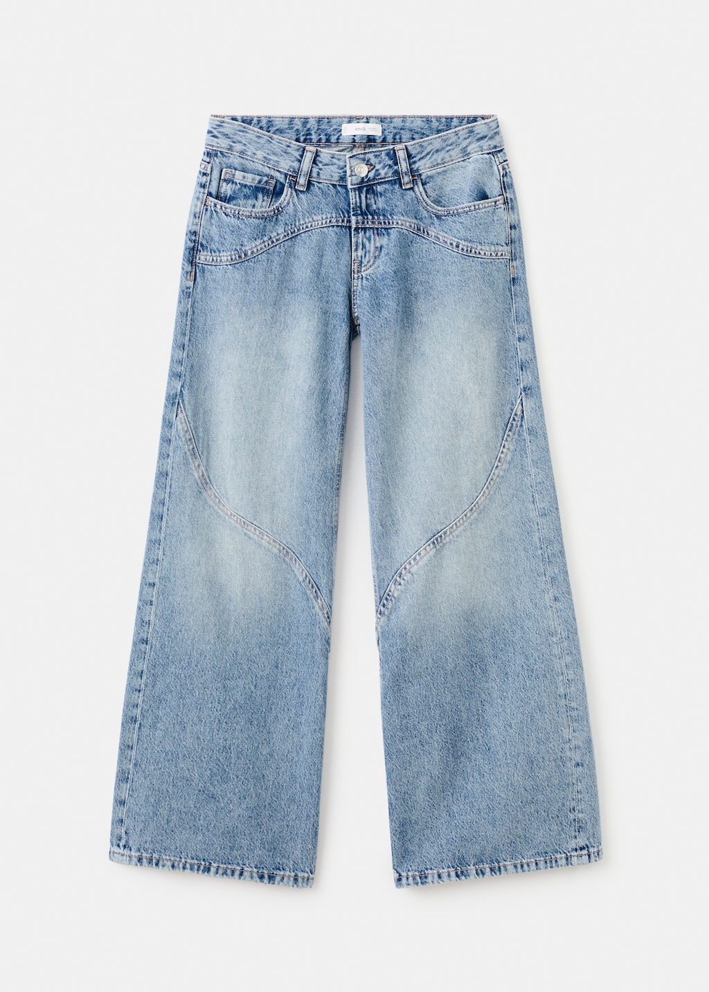 Wide leg jeans with seam detail
