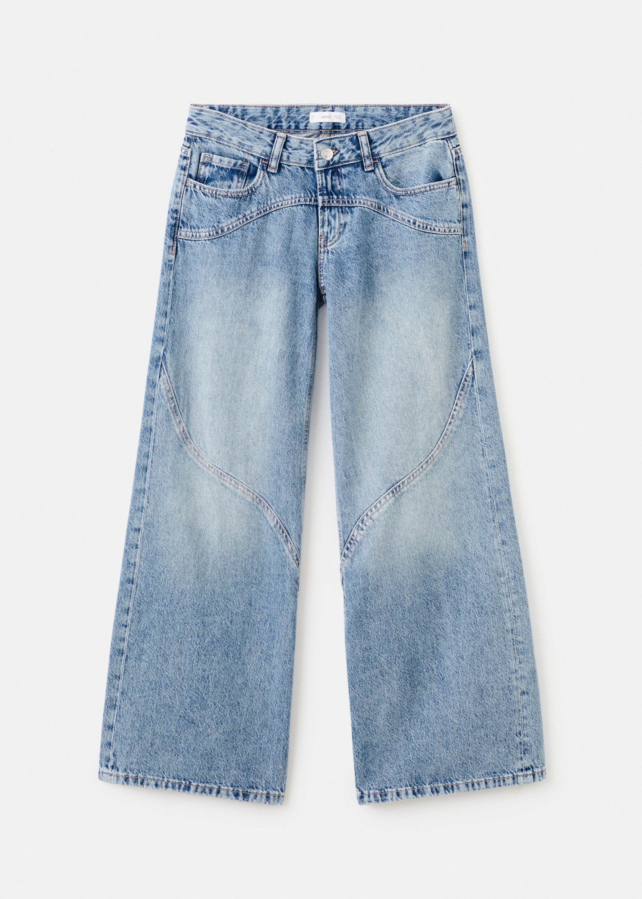 Wide leg jeans with seam detail - Article without model, Medium Blue. Ref: 17098264-00.
