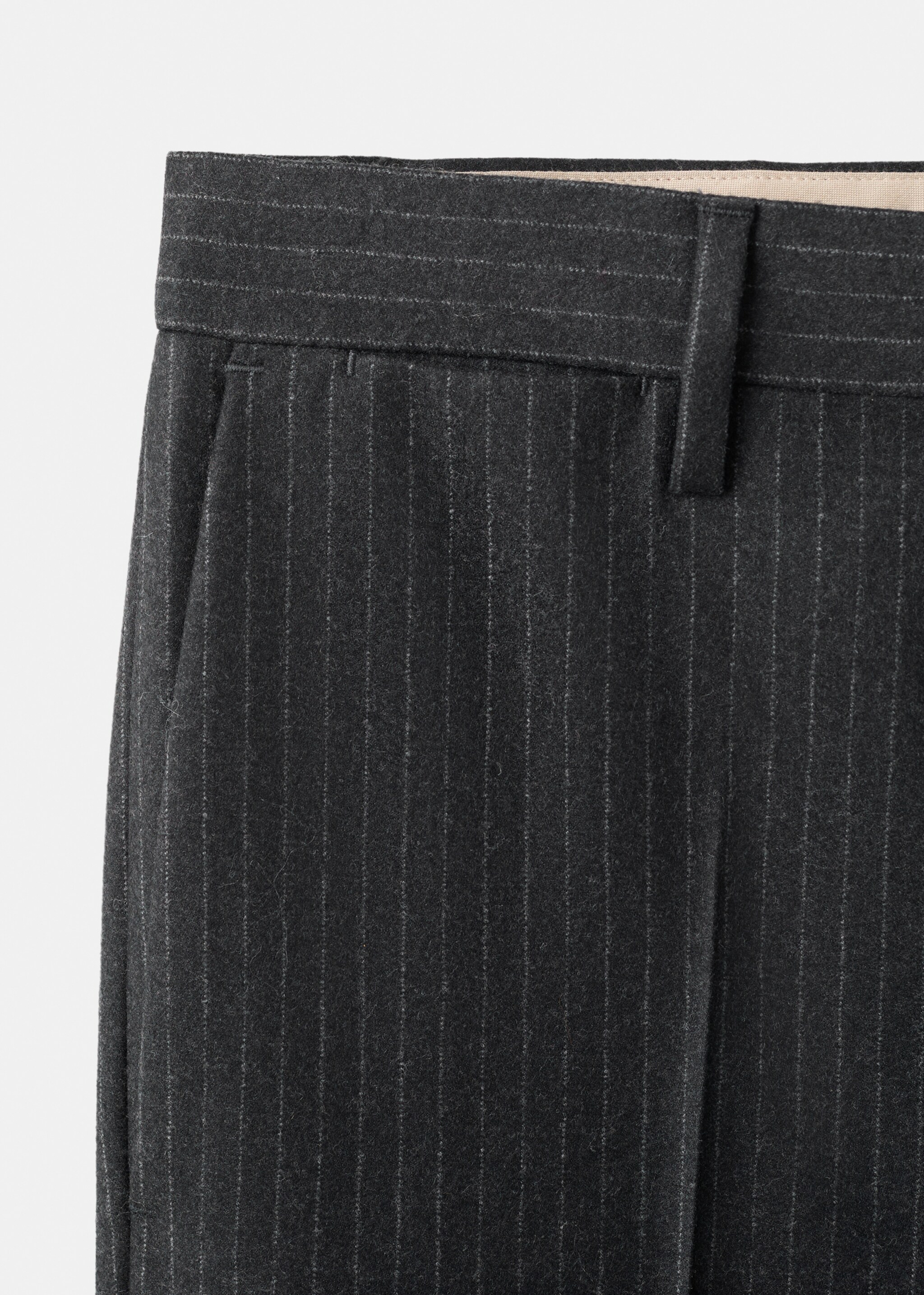 Pantalón 100% lana virgen regular fit rayas - Detalle del artículo 0, Gris oscuro vigoré. Ref: 17098265-00.