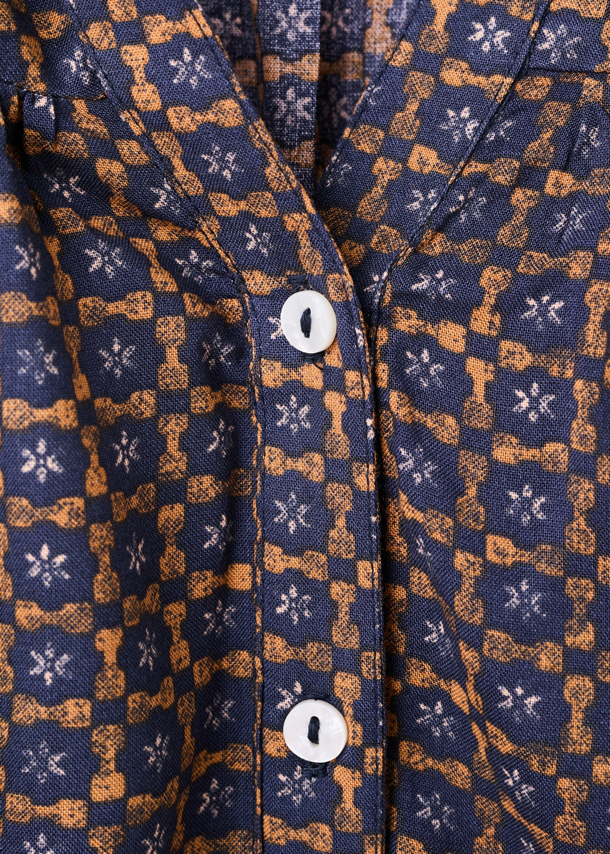 Flowy printed blouse - Details of the article 8, Dark Navy. Ref: 17098266-00.