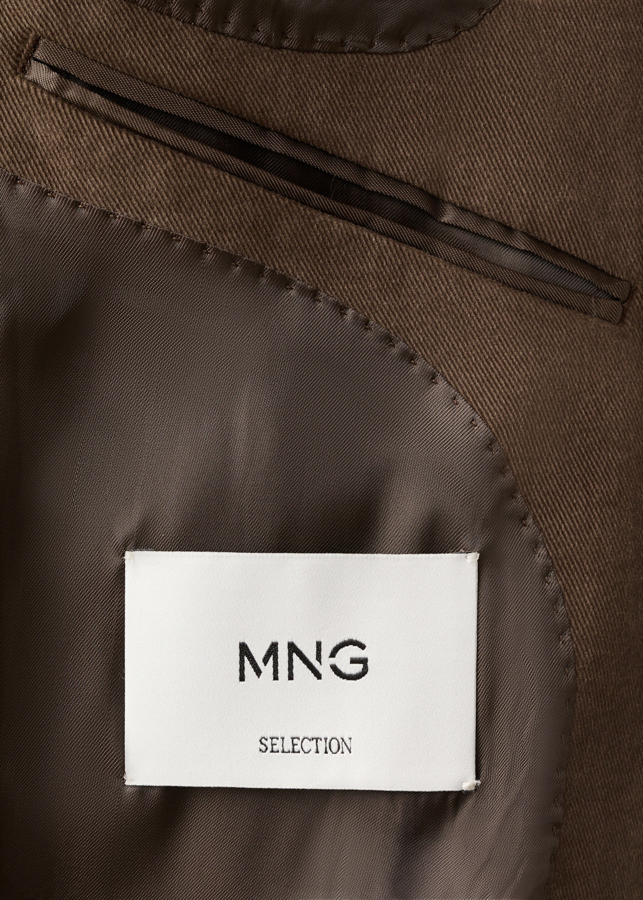 Structured slim fit cotton blazer - Details of the article 0, Caramel. Ref: 17098268-00.