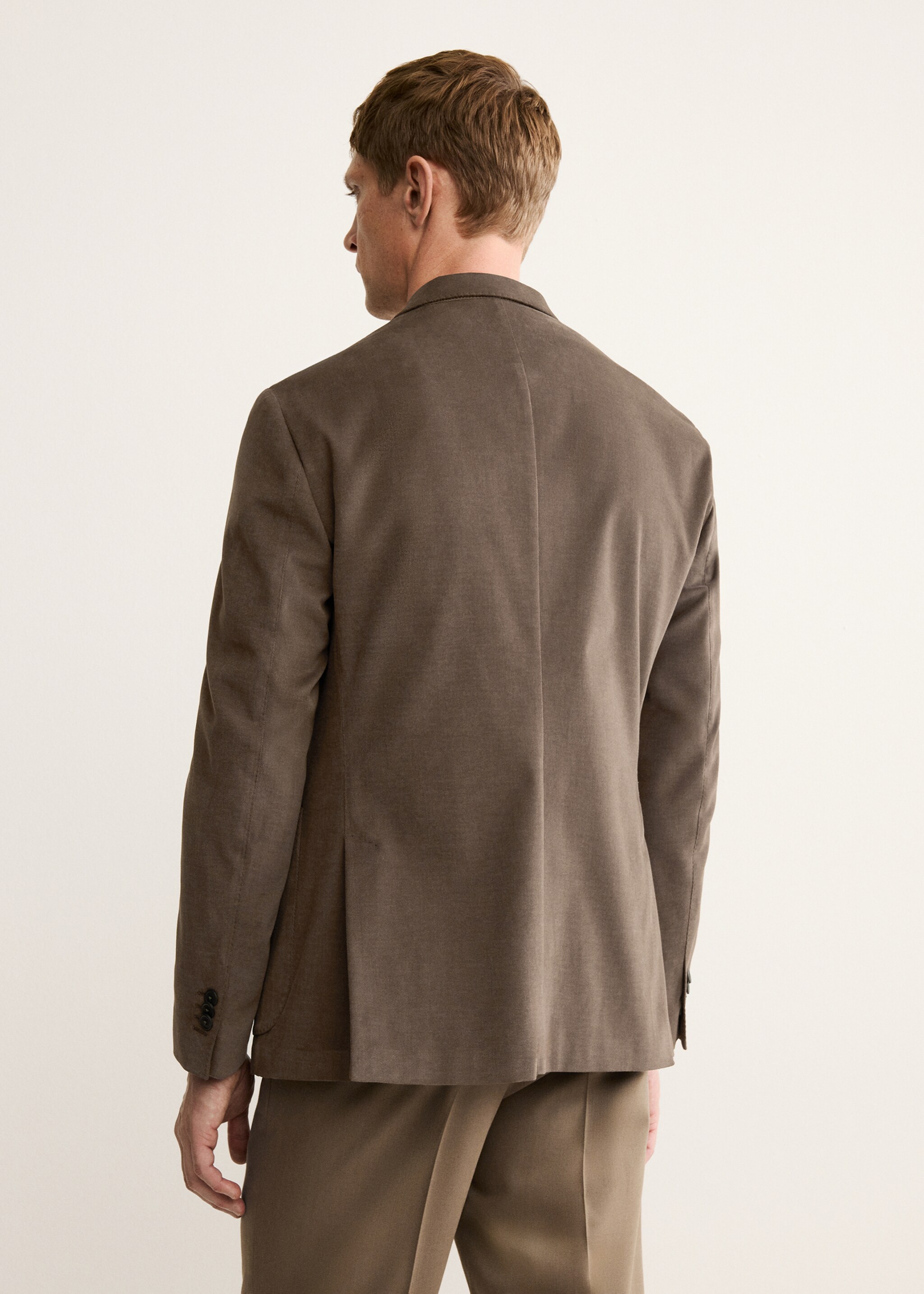 Structured slim fit cotton blazer - Reverse of the article, Caramel. Ref: 17098268-00.