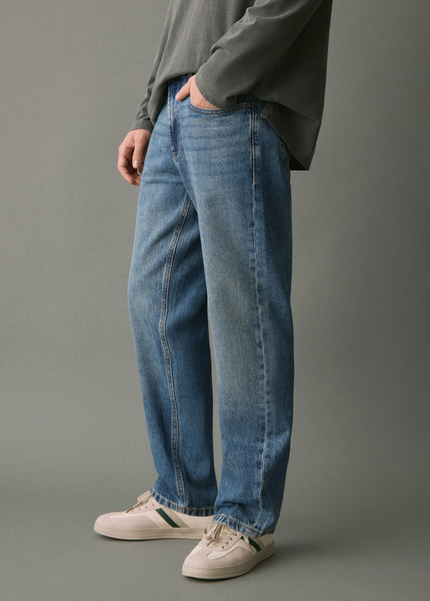 Straight cotton jeans - Medium plane