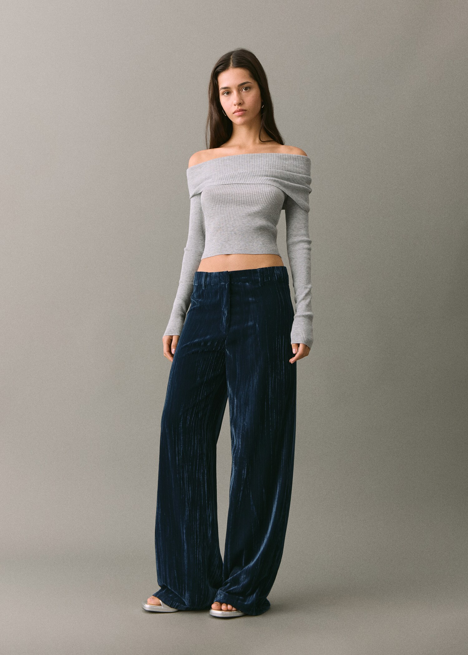 Straight velvet trousers - Medium plane