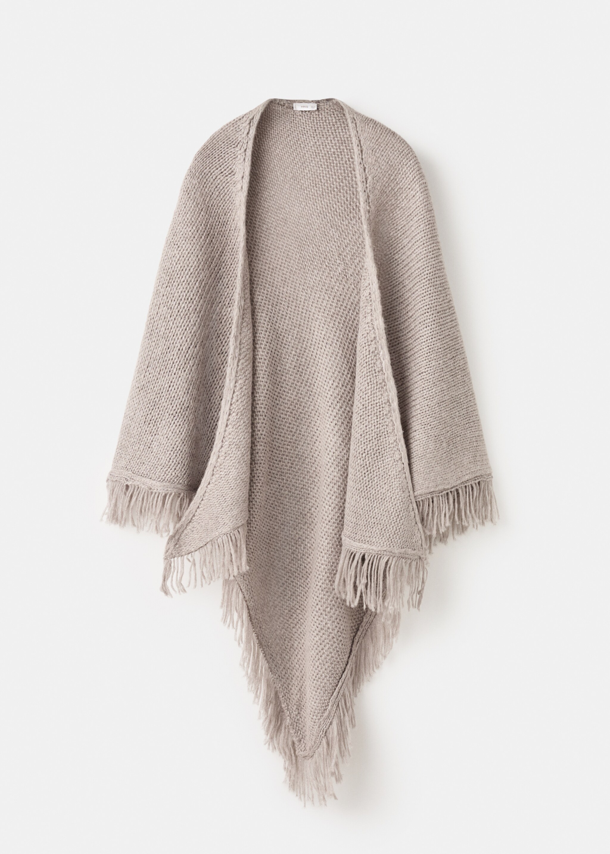 Poncho en maille à franges - Article sans modèle, Gris clair/pastel. Ref: 17098276-00.