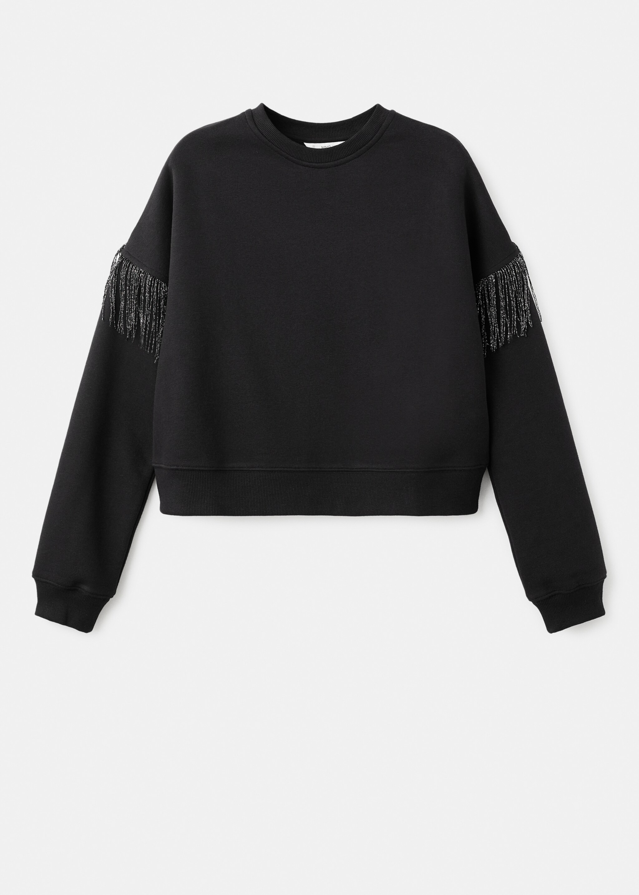 Fringed cotton-blend sweatshirt - Article without model, Black. Ref: 17098277-00.
