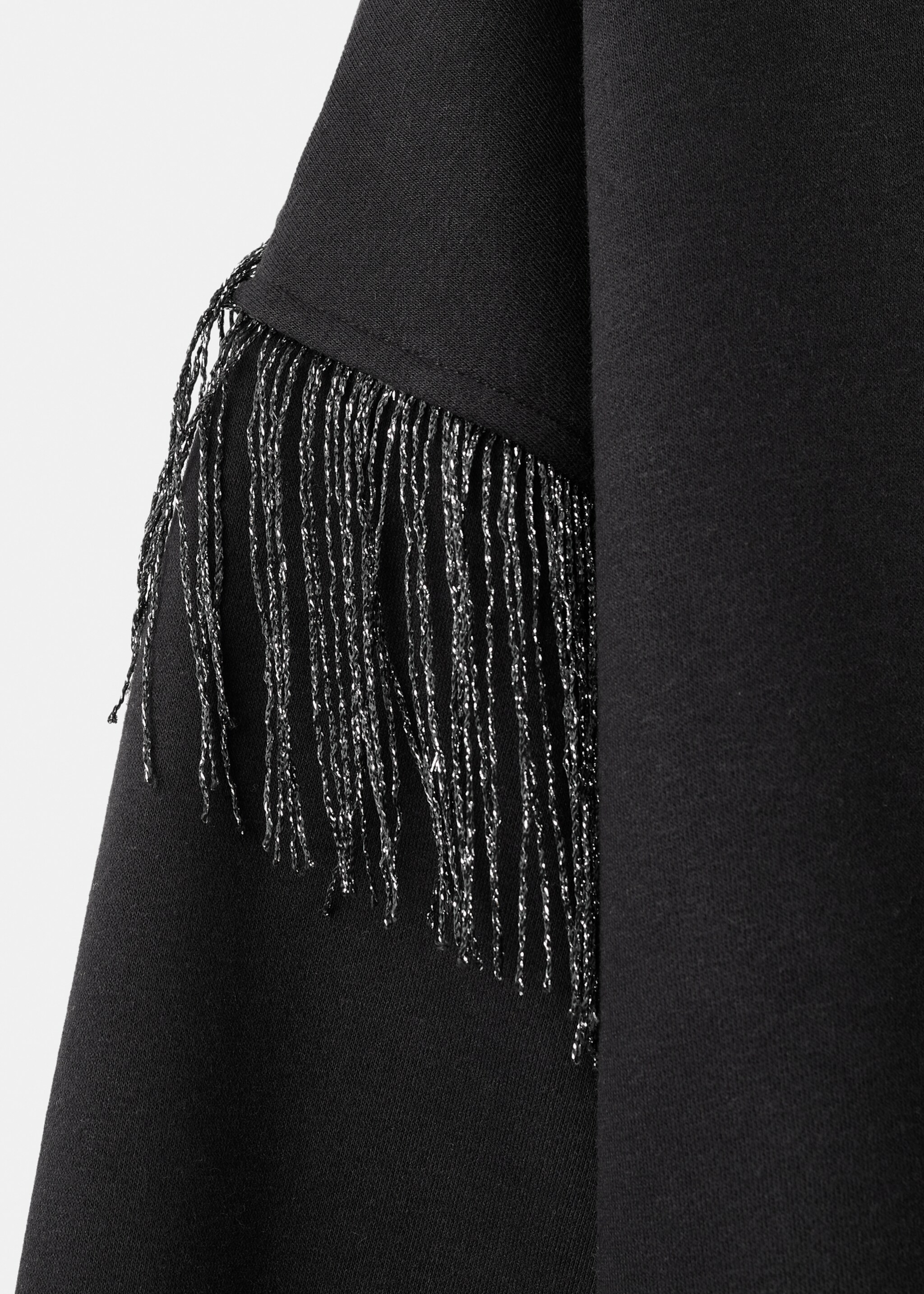 Fringed cotton-blend sweatshirt - Details of the article 0, Black. Ref: 17098277-00.